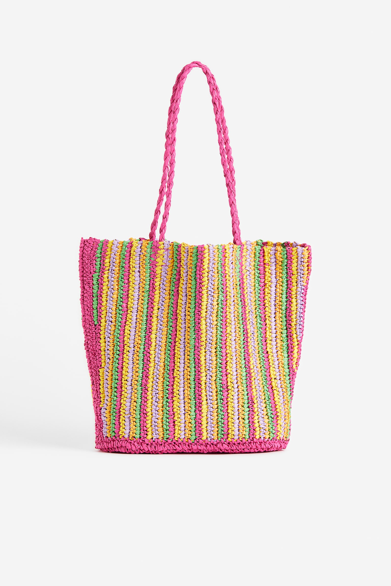 Straw Shopper - Cerise/Stripe - 1