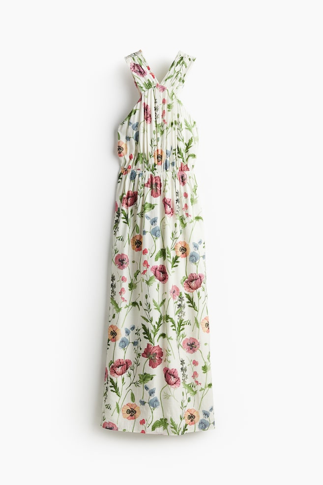 Open-back dress - White/Floral - 1