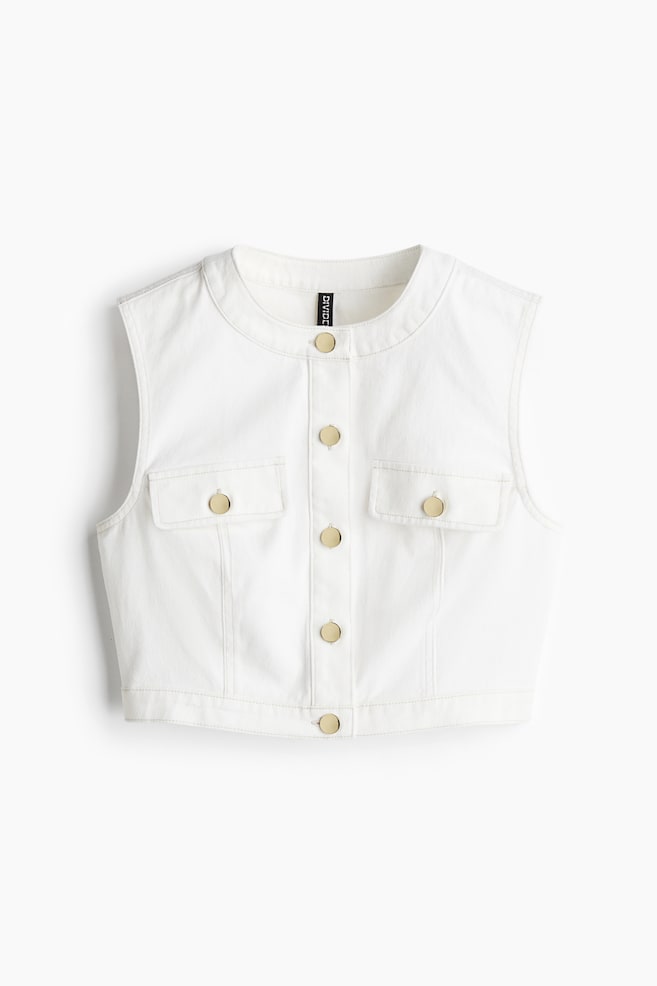 Cropped denim top - Cream - 1
