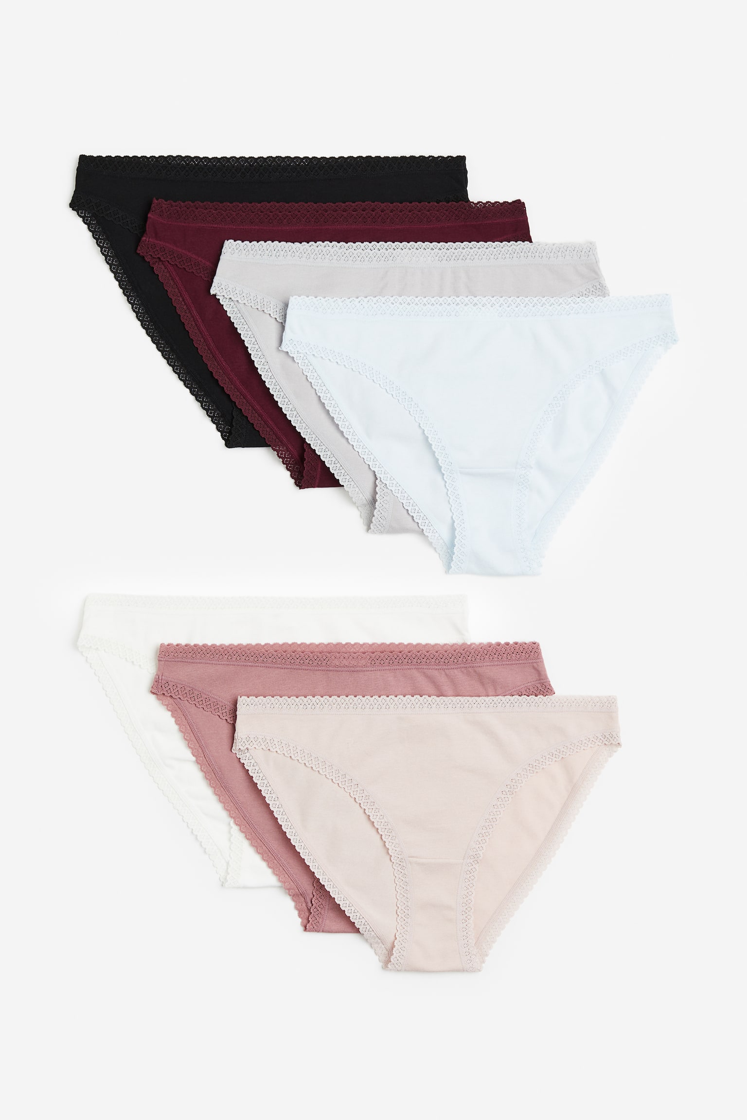 7-pack Cotton Jersey Bikini Briefs - Light pink/Burgundy/Black/Light blue/Pigeon blue - 1