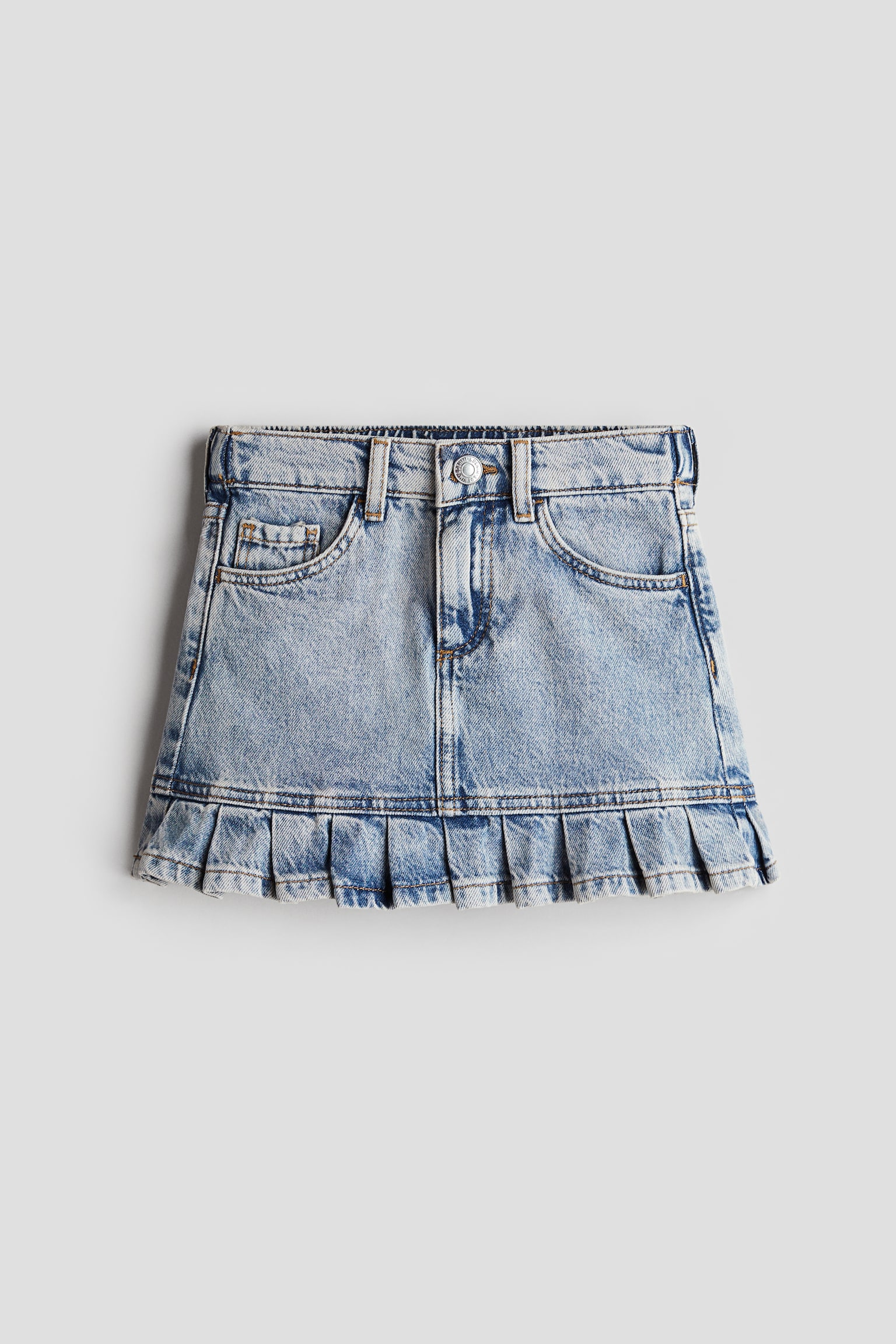 Frill-trimmed denim skirt - Denim blue - 1