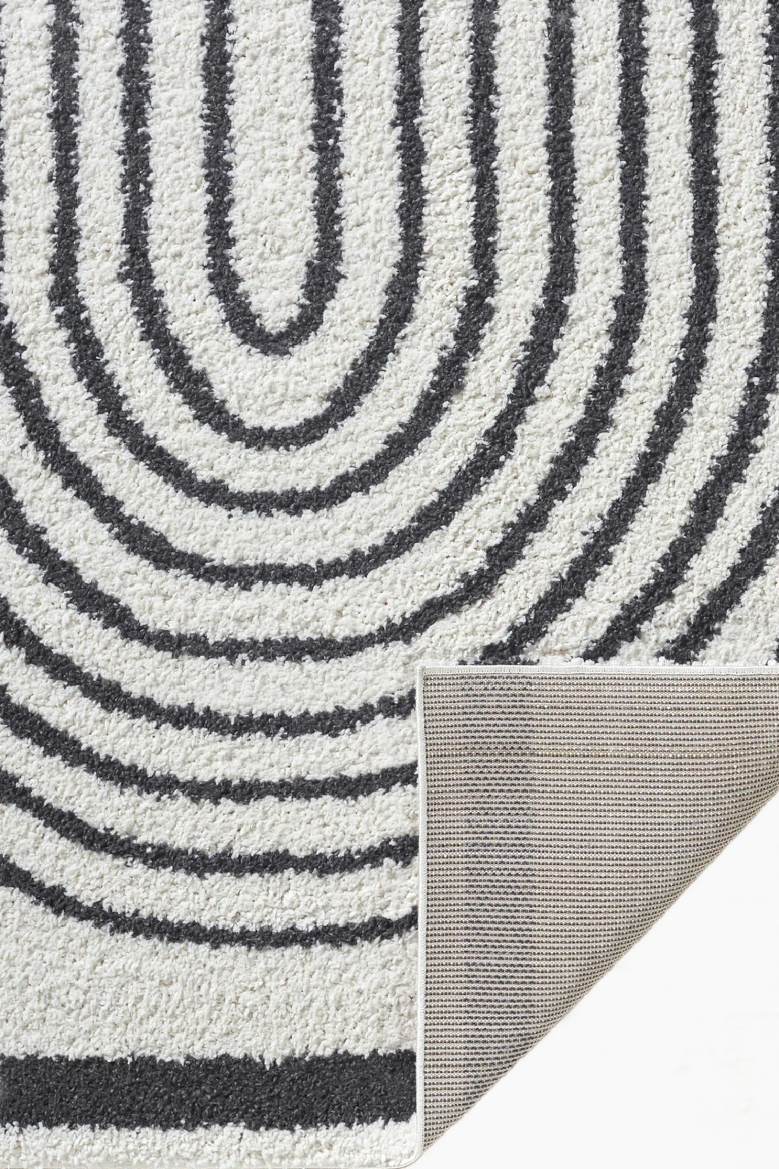 Pihu Modern Shaggy Area Rug - Ivory, Black - 5