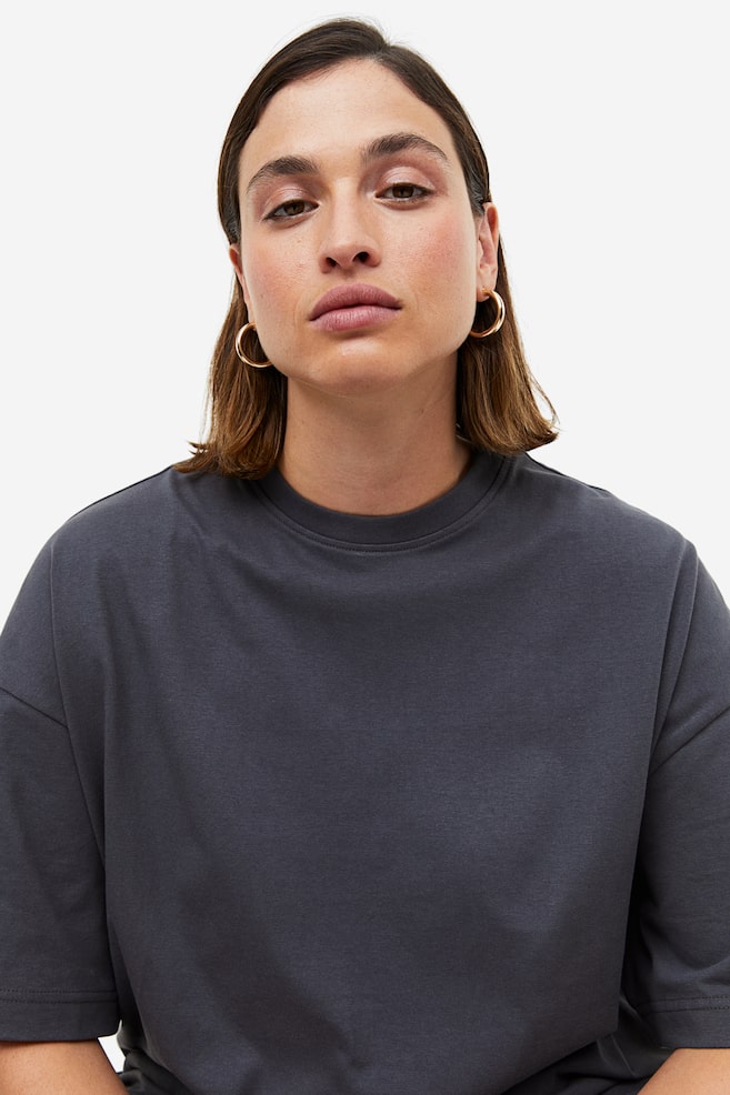 Oversized T-shirt - Mørk grå/Hvit/Sort - 4