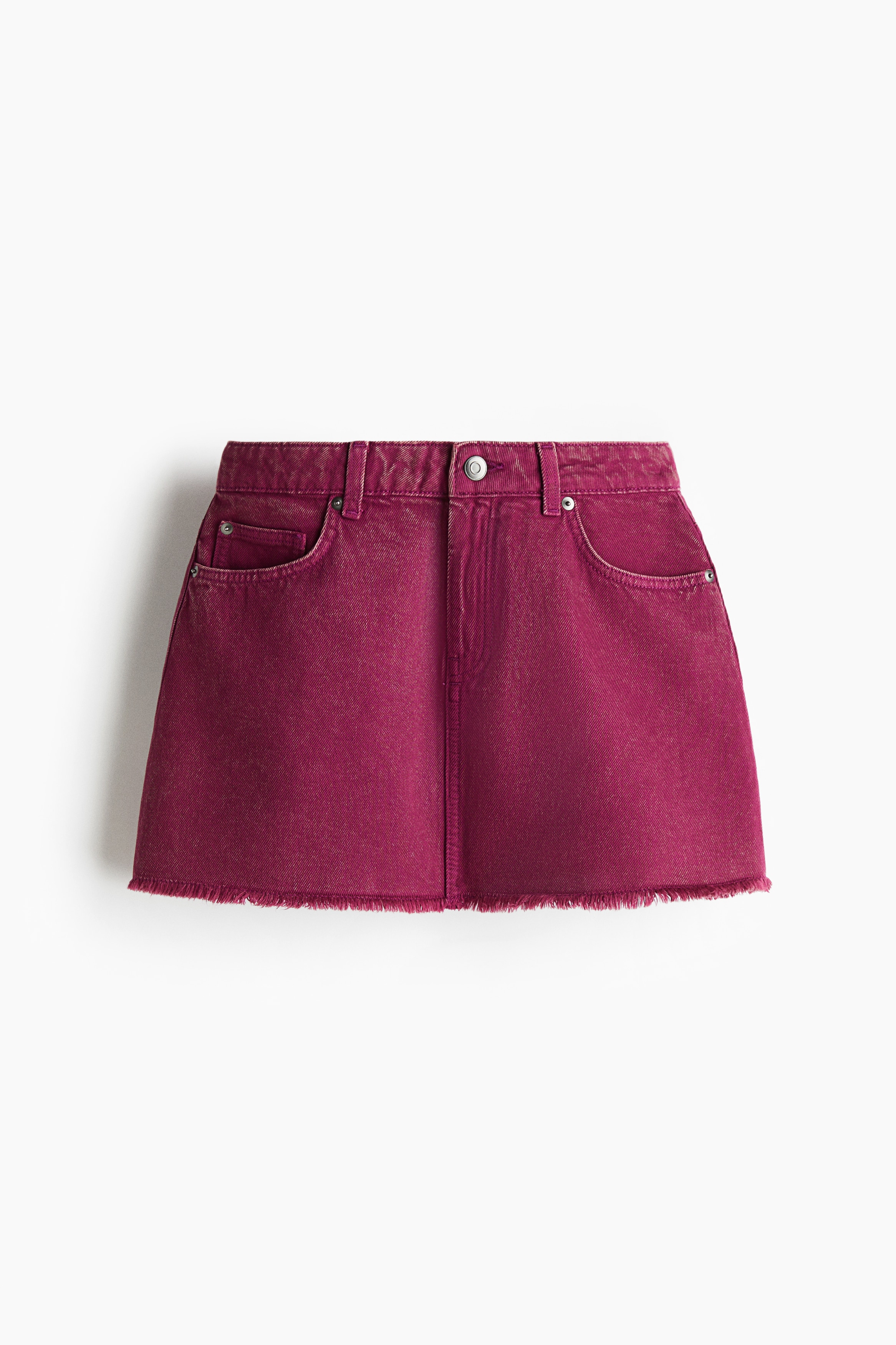 Denim Mini Skirt - Dark pink/Light khaki green/Light denim blue/flowers