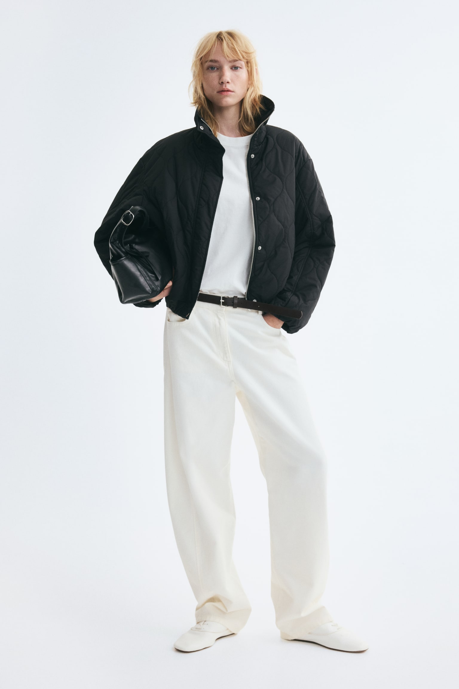 Женская куртка H&M Oversized Quilted, цвет: Чёрный — фото 3