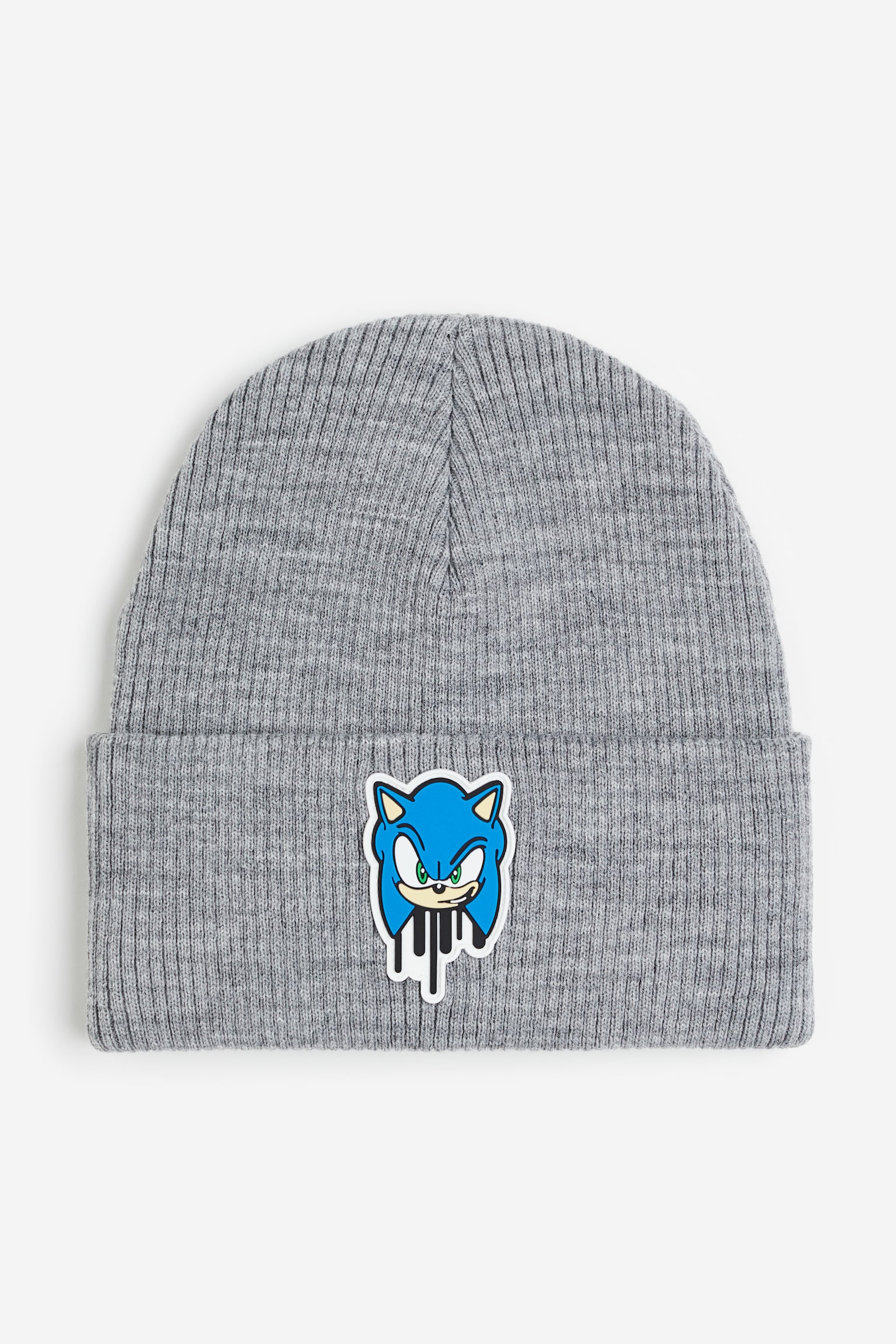 Rib Knit Beanie - Grey marle/Sonic the Hedgehog - 1