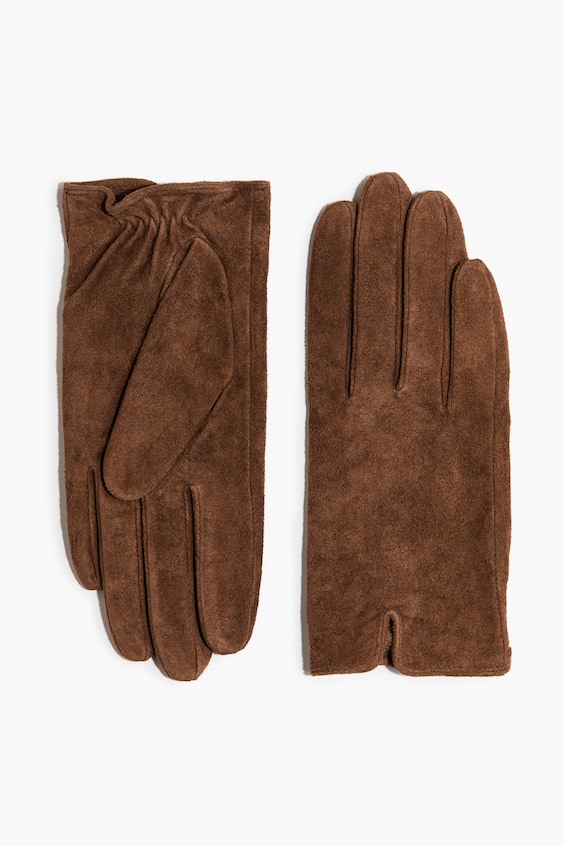 Женские перчатки H&M Suede Gloves, цвет: Коричневый
