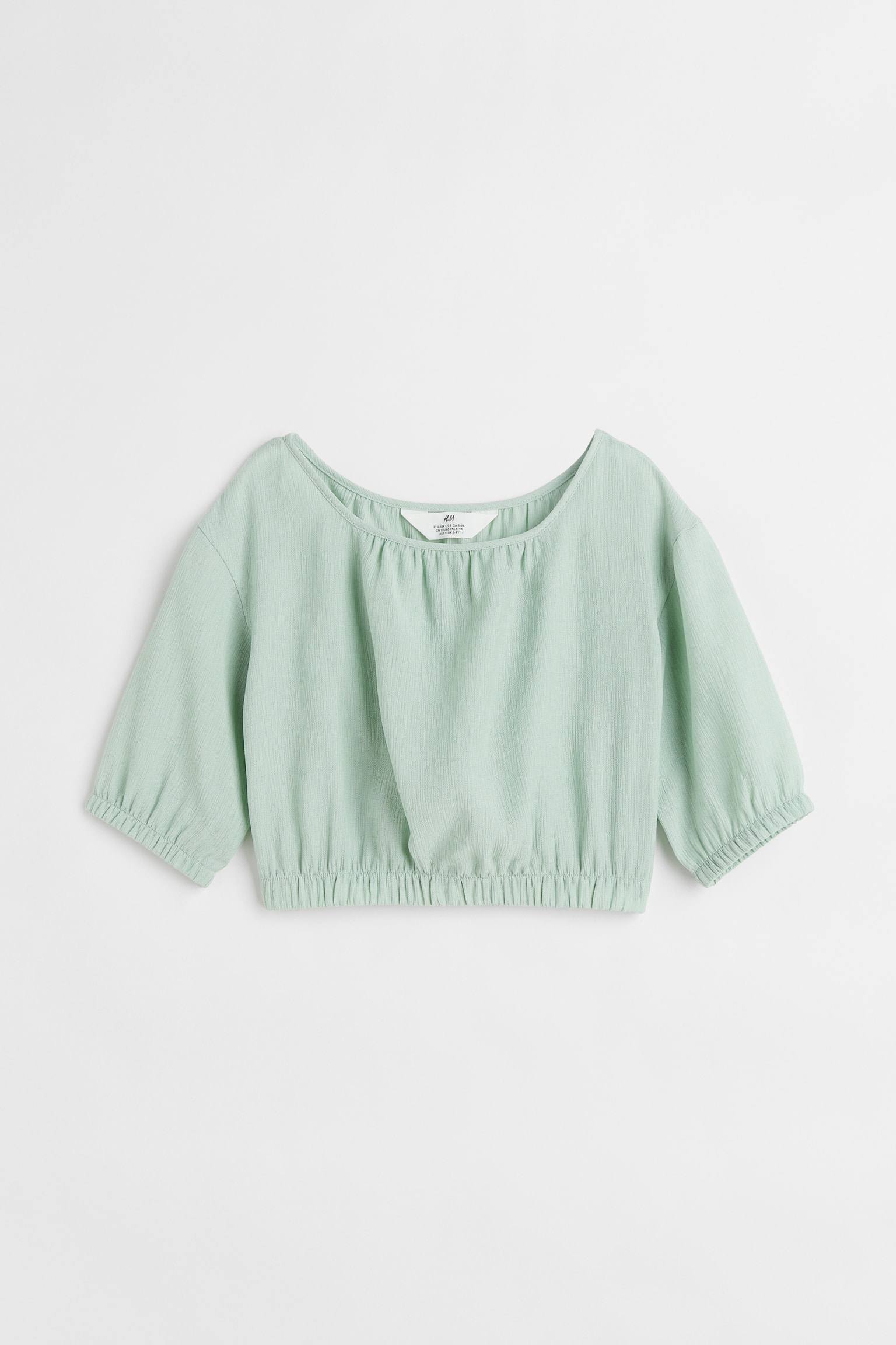 Puff-sleeved top - Light green/Light purple/Patterned - 1