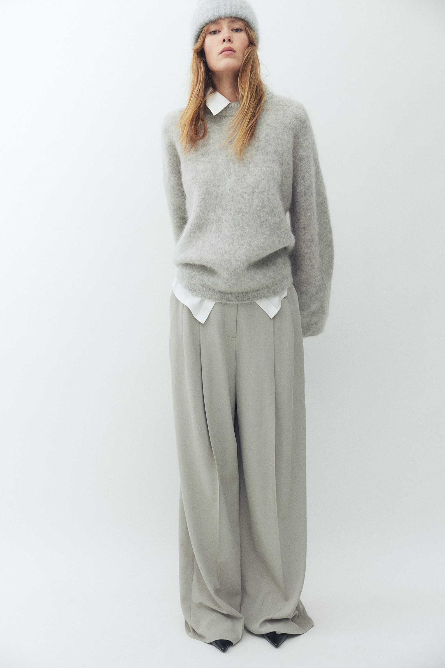 Oversized mohair-blend jumper - Light grey marl/Burgundy/Dark grey marl/Dark beige/Cream - 6