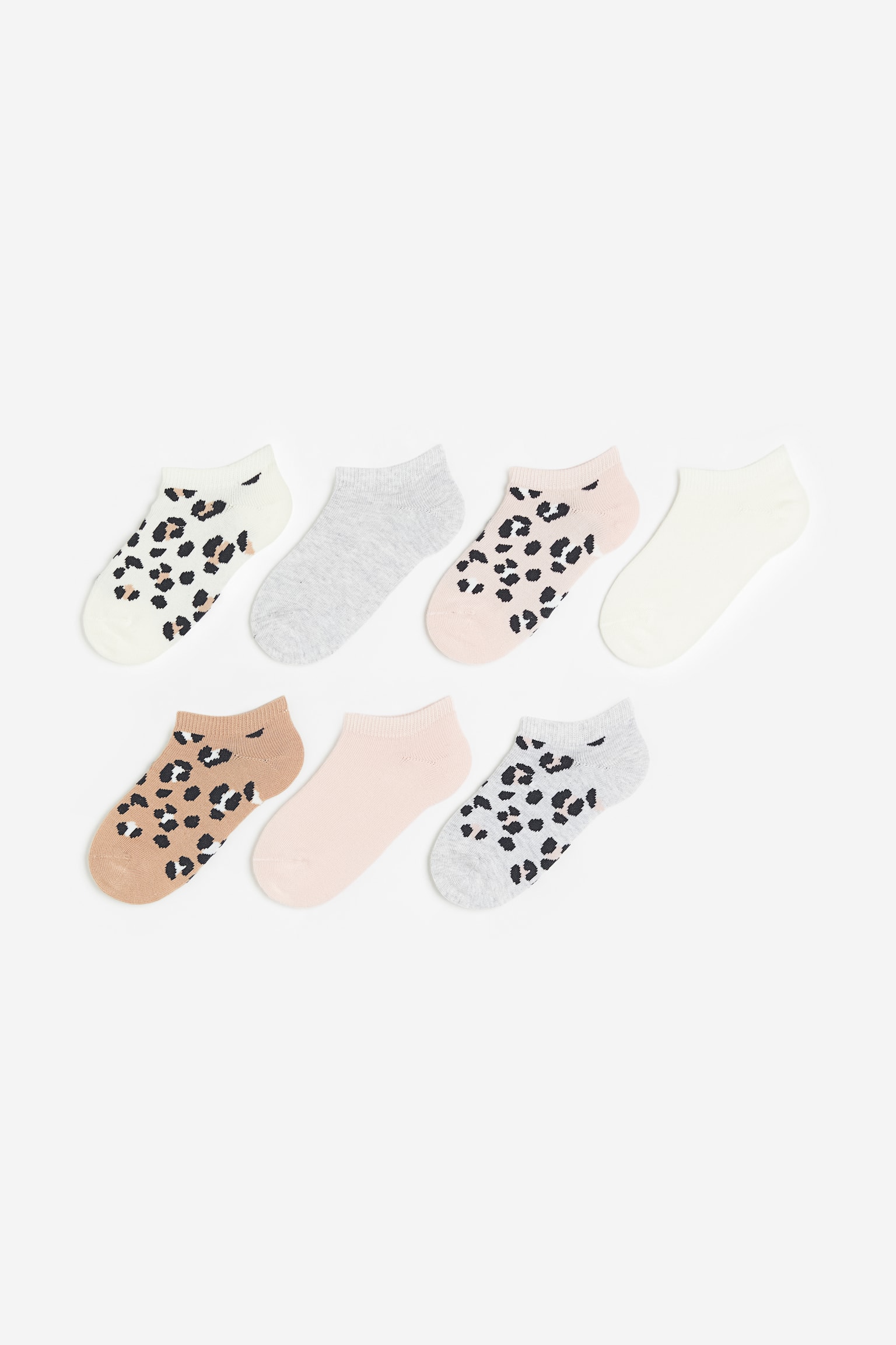 7-pack Sneaker Socks - Beige/Leopard print/Dark grey/Spot/Red/Hearts/Turquoise/Yellow/White/Orange/Swirls/Powder pink/Fruits/Light grey marle/Light pink/Pink/Tie dye - 1