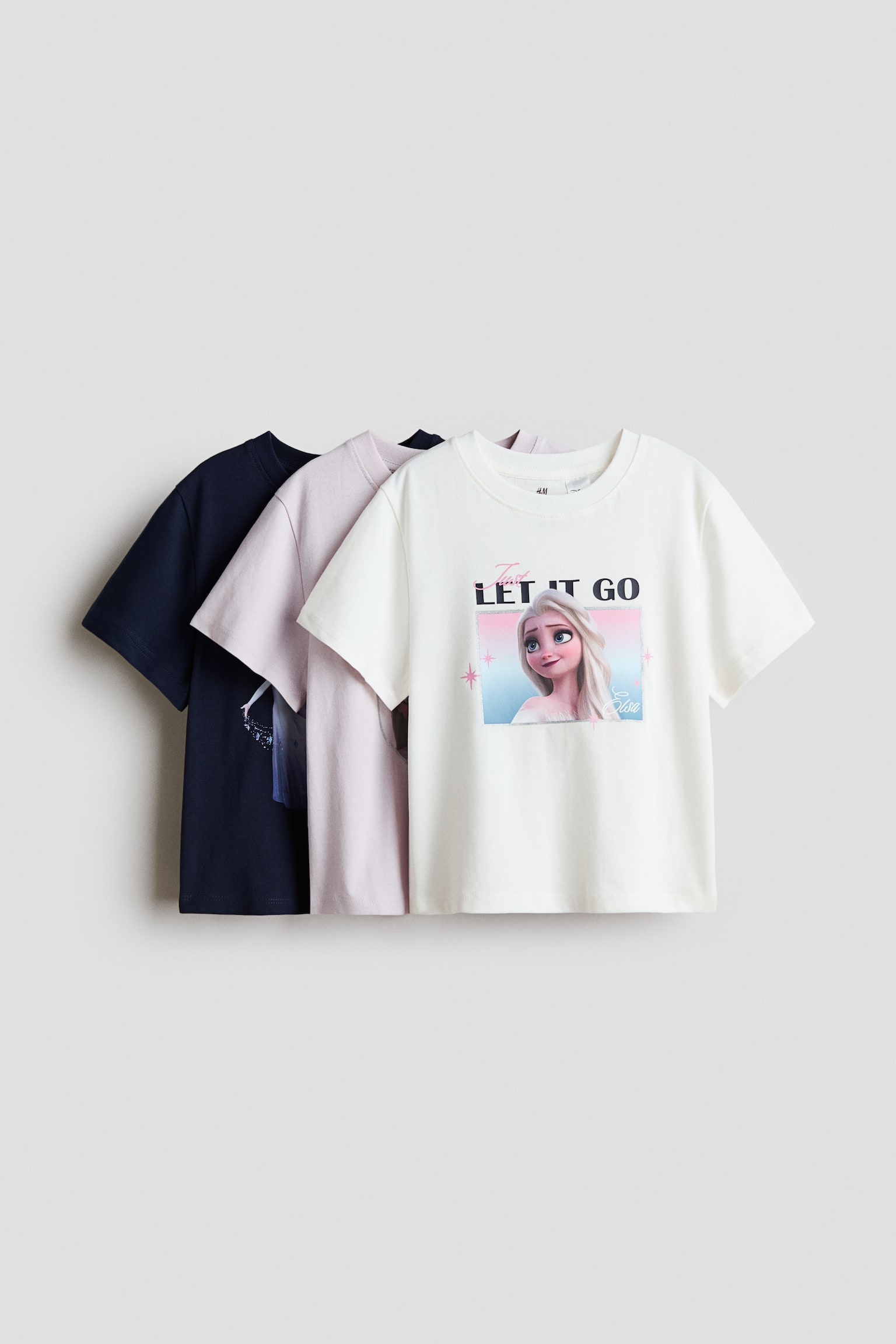 3-pack printed jersey tops - White/Frozen/Light blue/CapyFun/Pink/Lilo & Stitch/Light blue/Lilo & Stitch/Light pink/KPop Demon Hunters/Light blue/Hello Kitty/Pale purple/CapyFun/Light dusty blue/Minnie Mouse/Dark plum purple/Hello Kitty/Light pink/PAW Patrol/Light pink/Gabby's Dollhouse/Yellow/Minnie Mouse/Cream/Frozen/Light green/Lilo & Stitch - 1