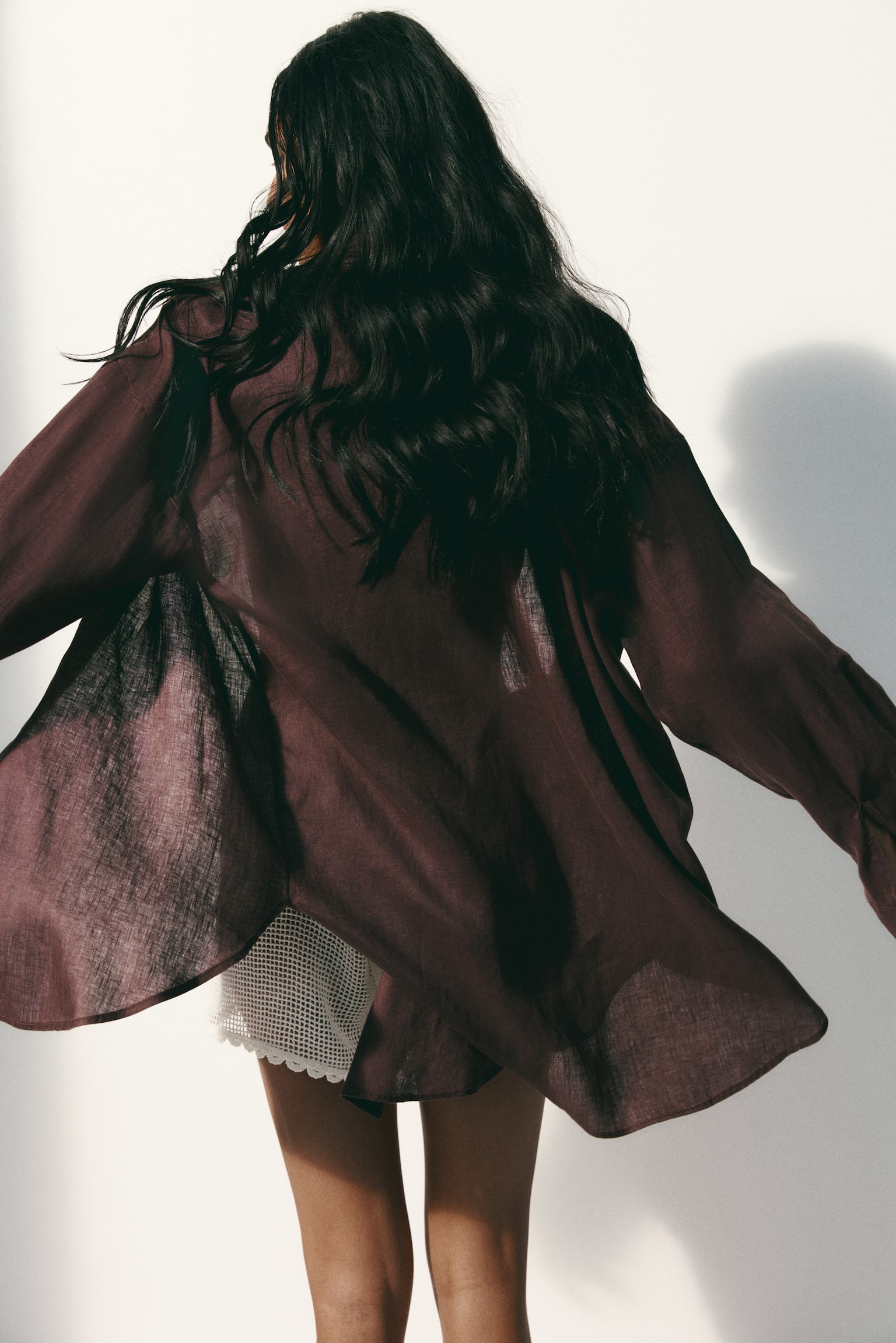 Linen beach shirt - Dark brown/Black/Dark brown/Leopard print/White - 5
