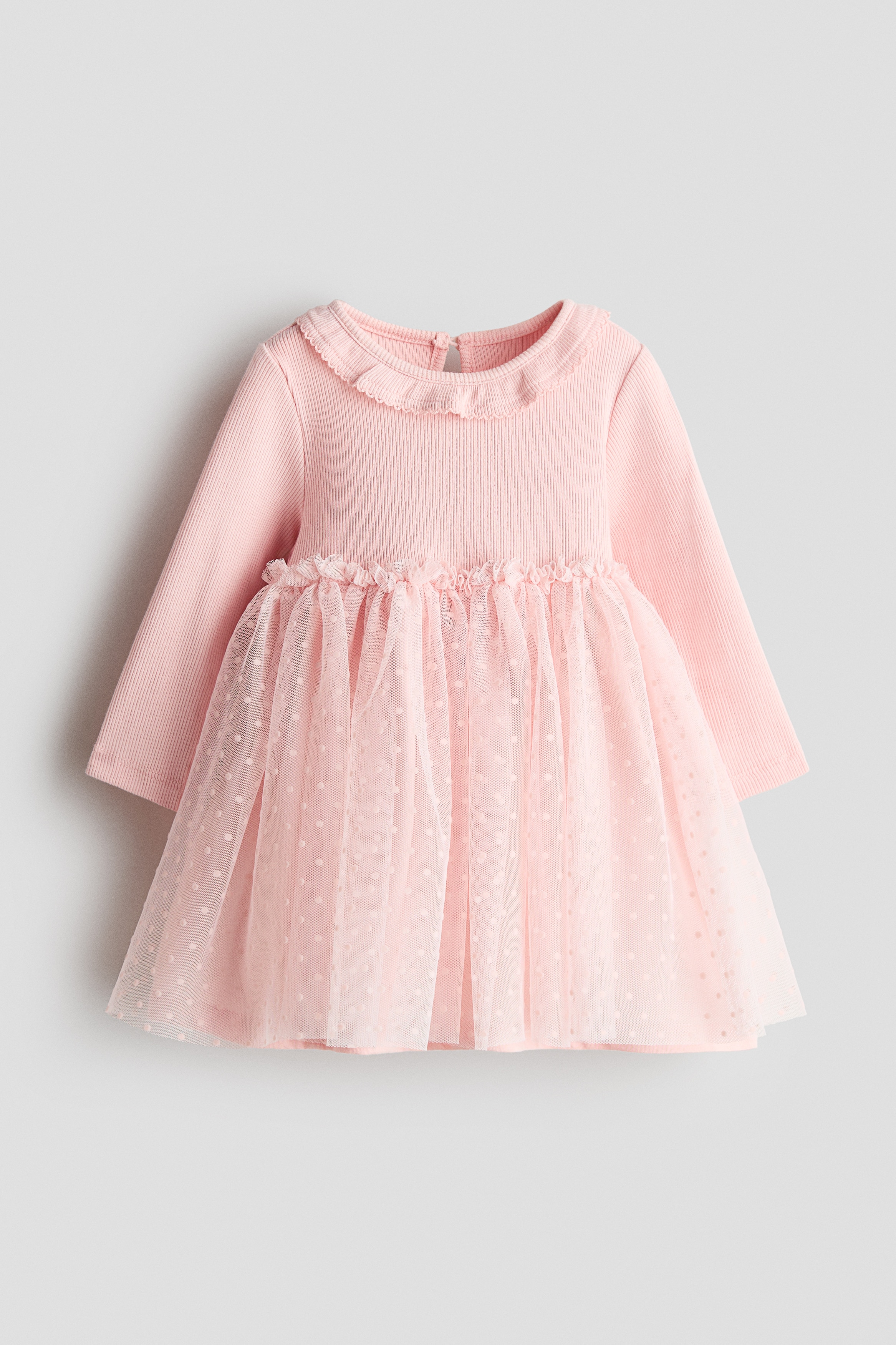 Vestido de algodón con falda de tul - Rosa claro