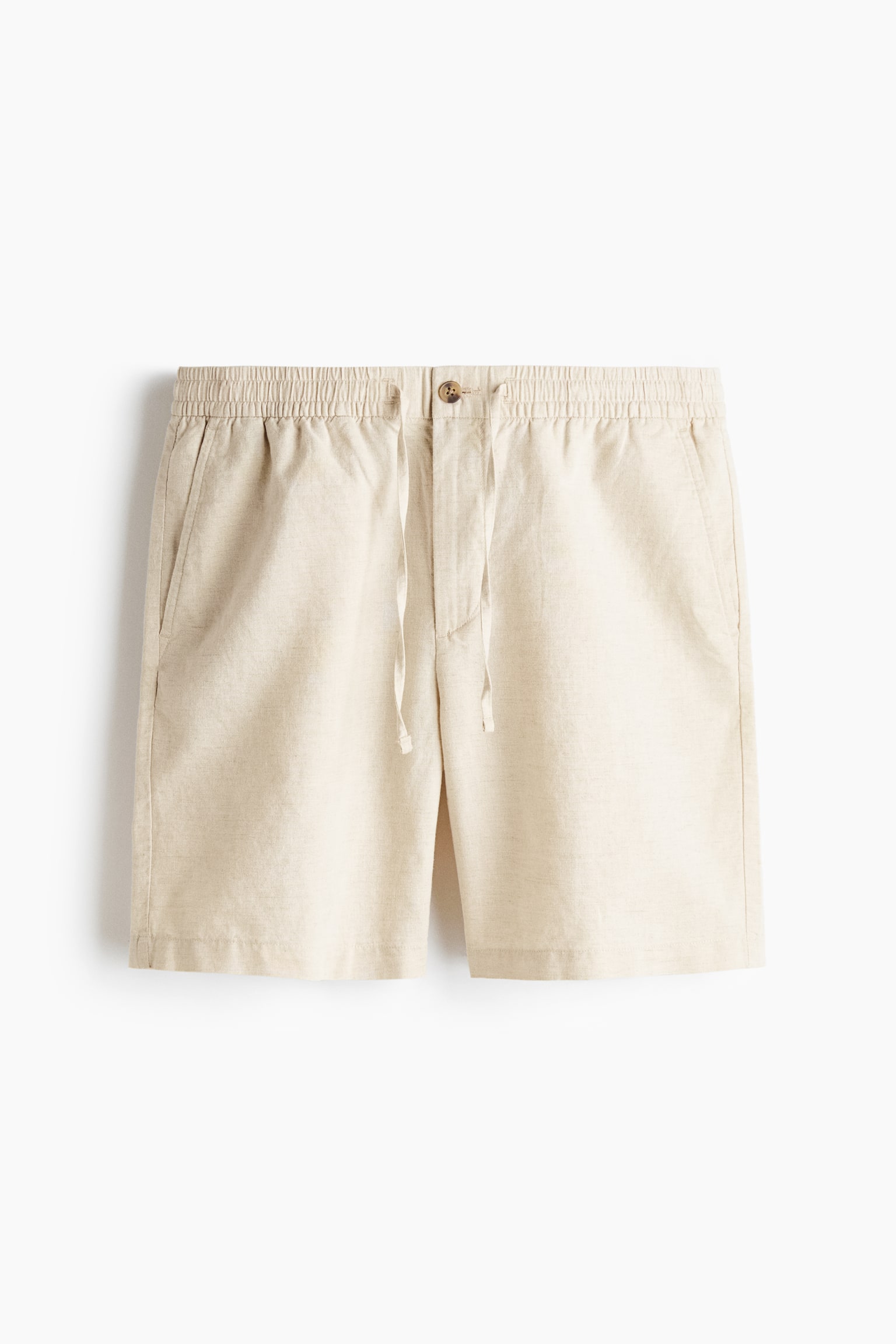 Regular Fit Linen-blend shorts - Cream/Black/White