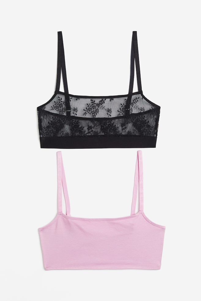 2-pack non-padded cotton bra tops - Light pink/Black/Black/White/Bright blue/New York/Cerise/Zebra print/dc/dc/dc/dc/dc/dc - 2