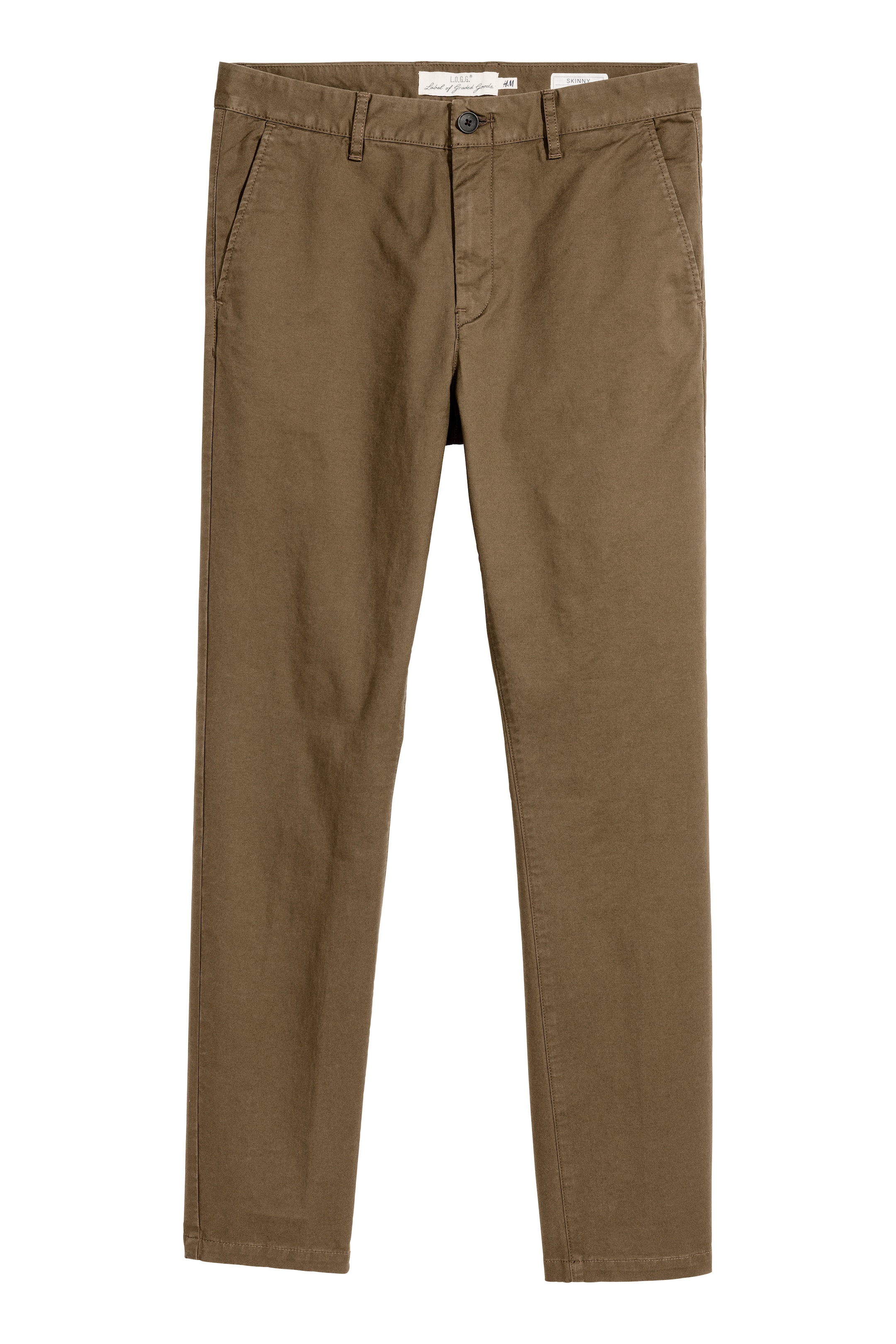 View larger image: Cotton chinos Skinny fit - Khaki green - Men | H&M GB 1