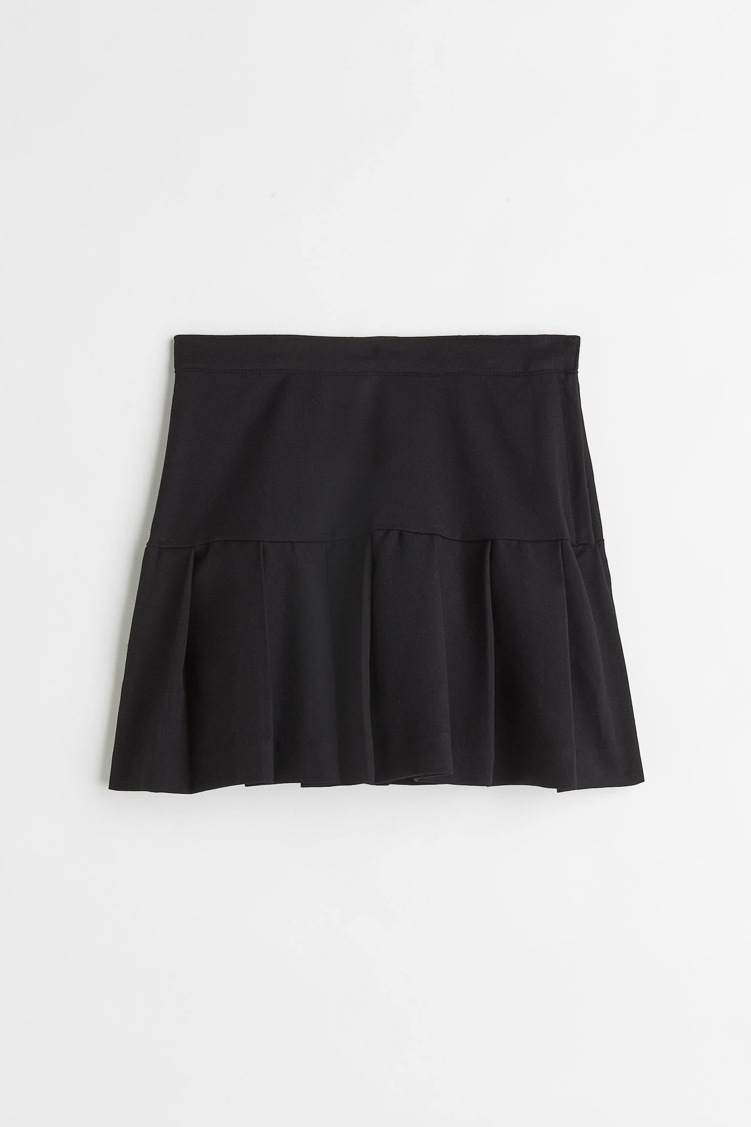 Pleated Twill Skirt - Black - 1