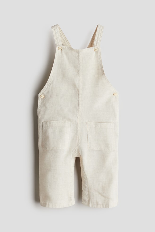 Linen Dungarees - Light beige - 1