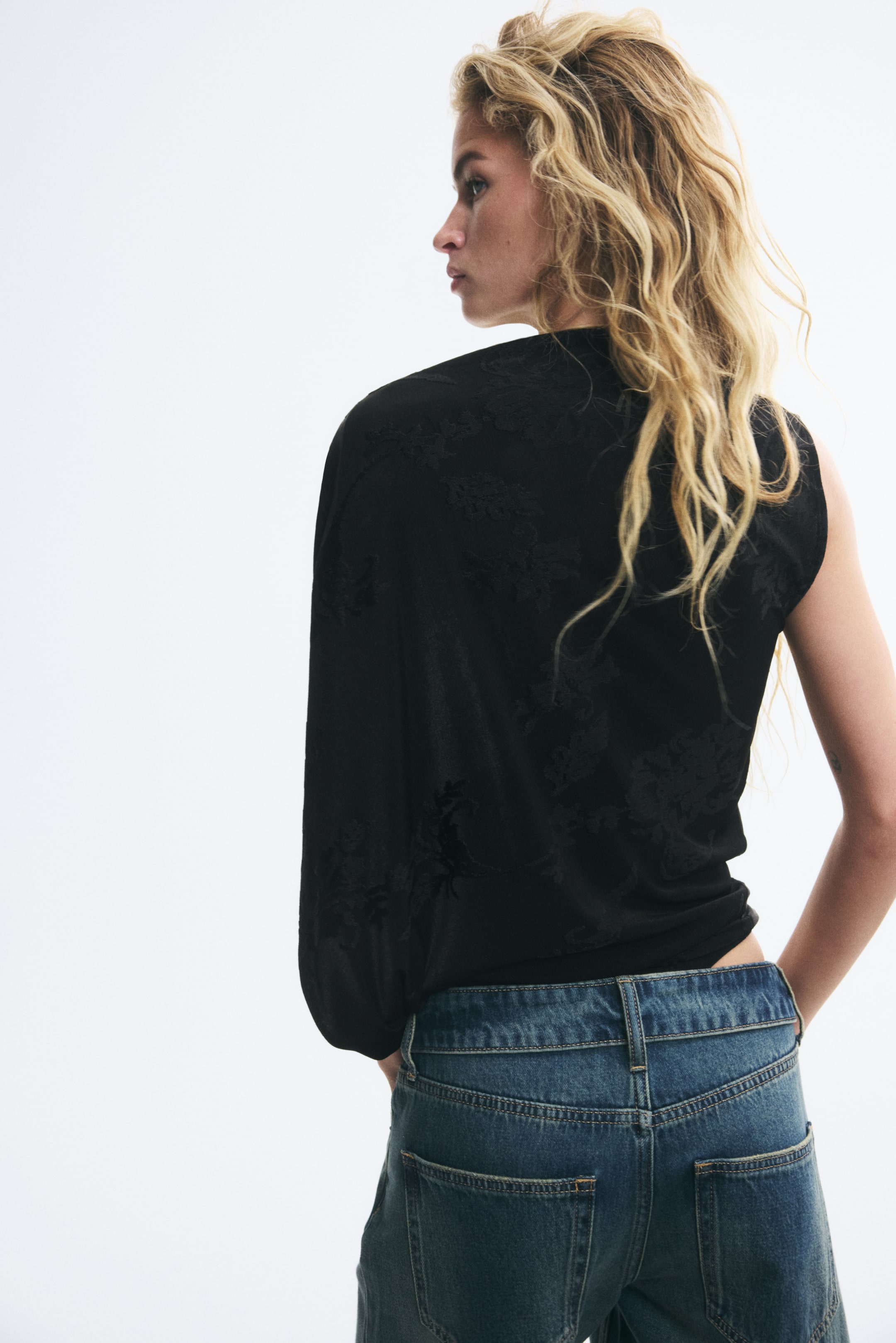 Jacquard-Knit Thong Bodysuit