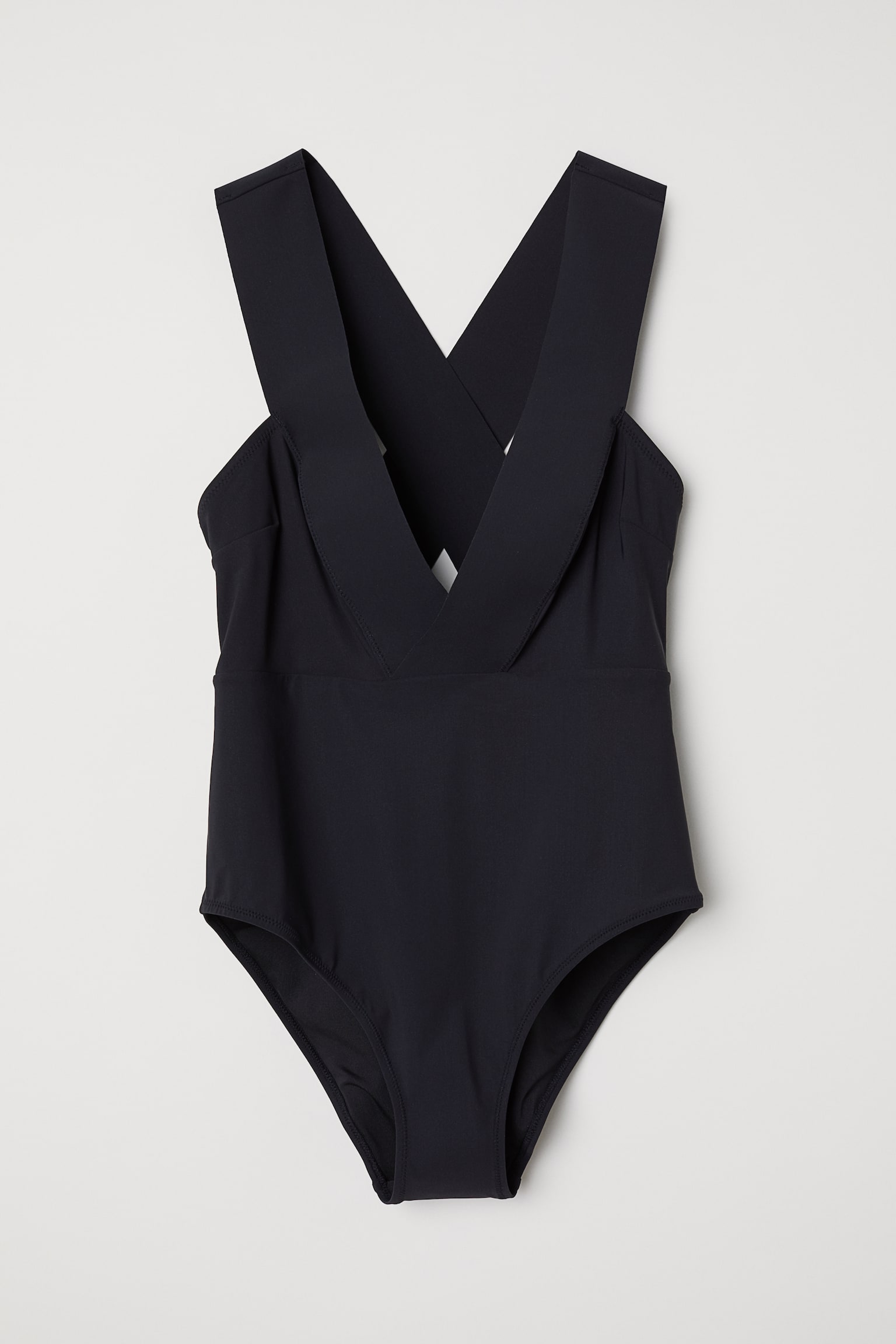 V-neck Swimsuit - Black - 1