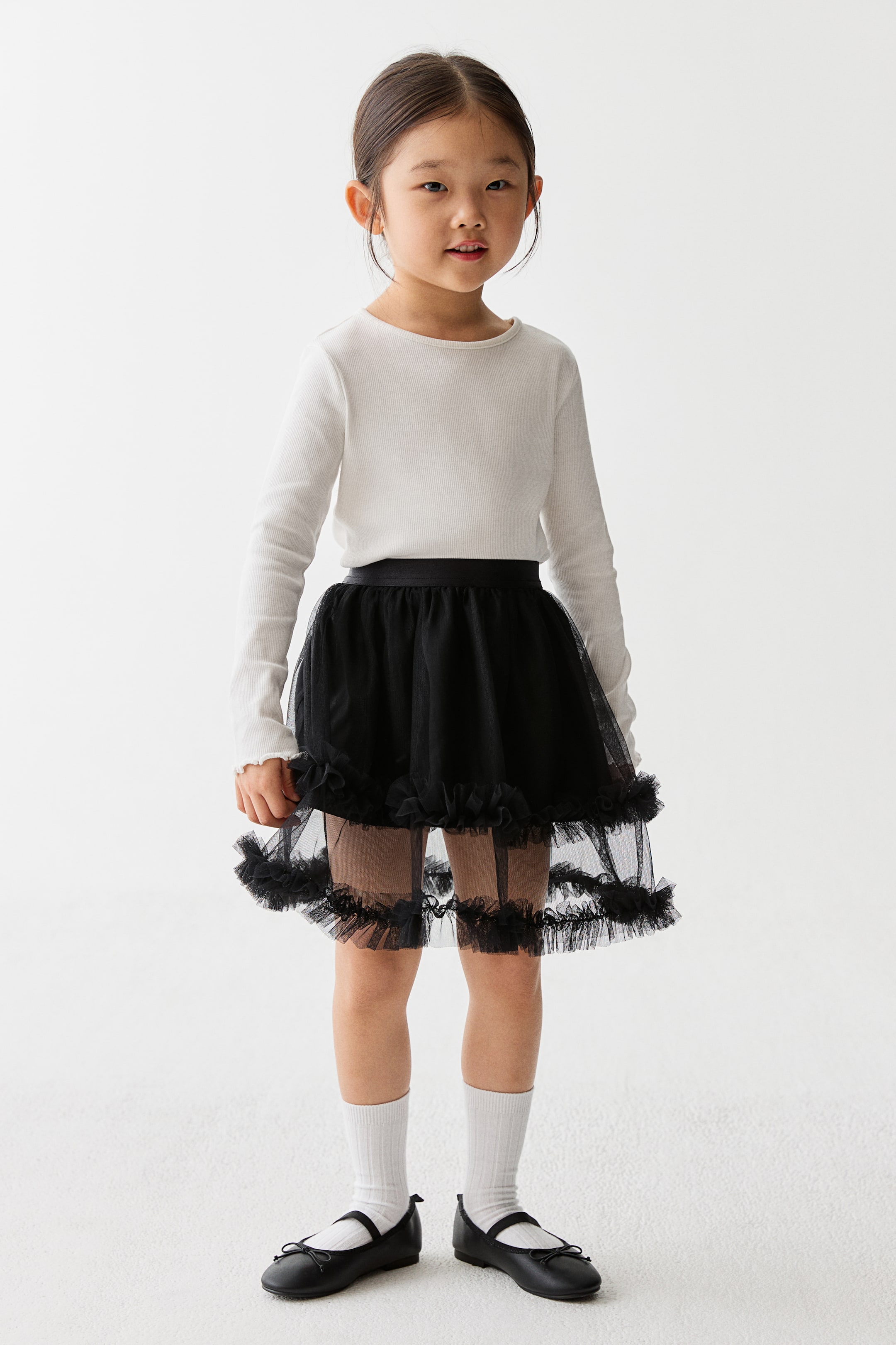 拡大画像を表示: フリルトリム チュールスカート - ブラック - Kids | H&M JP 2
