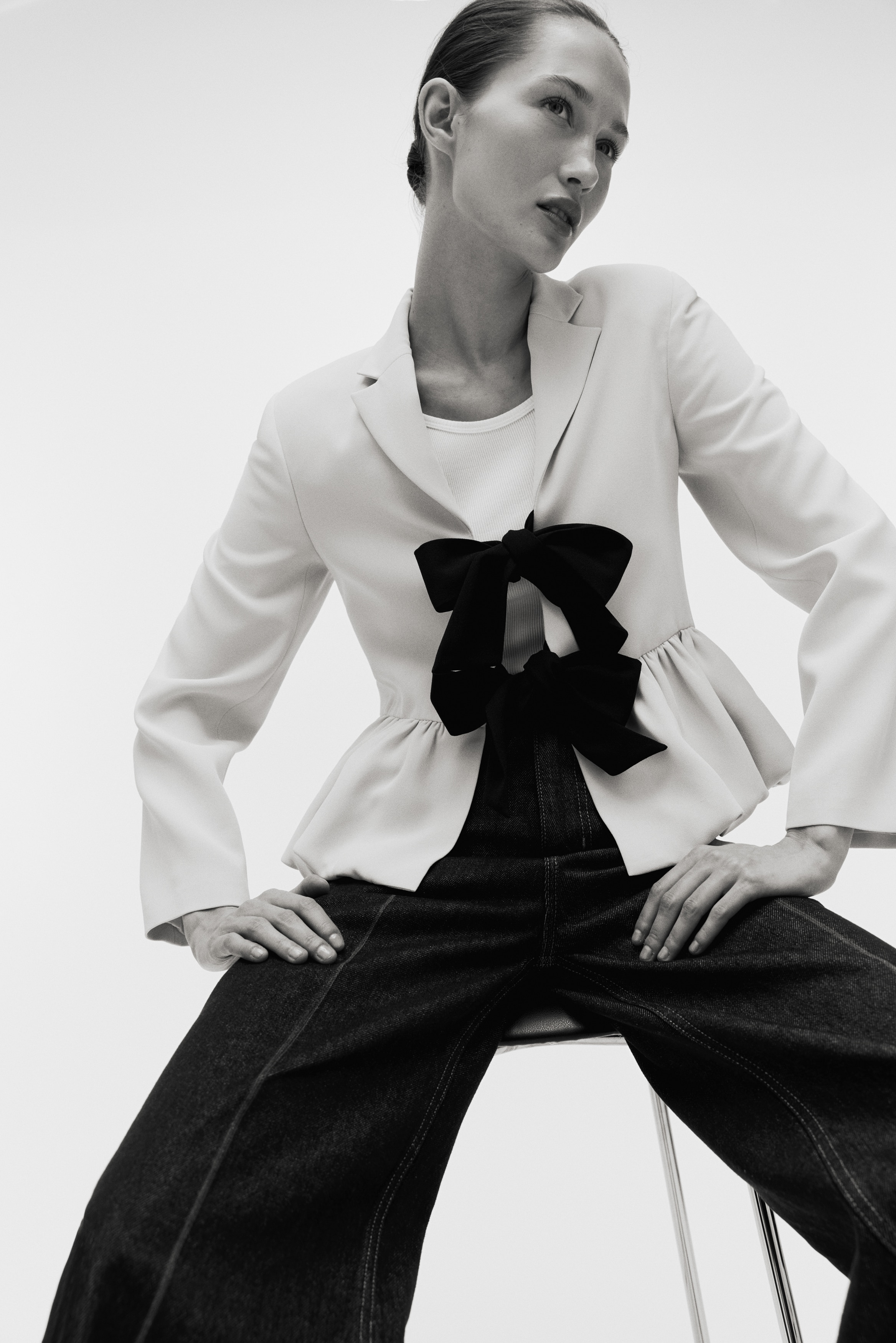 Blazer con bordo a palloncino - Beige chiaro