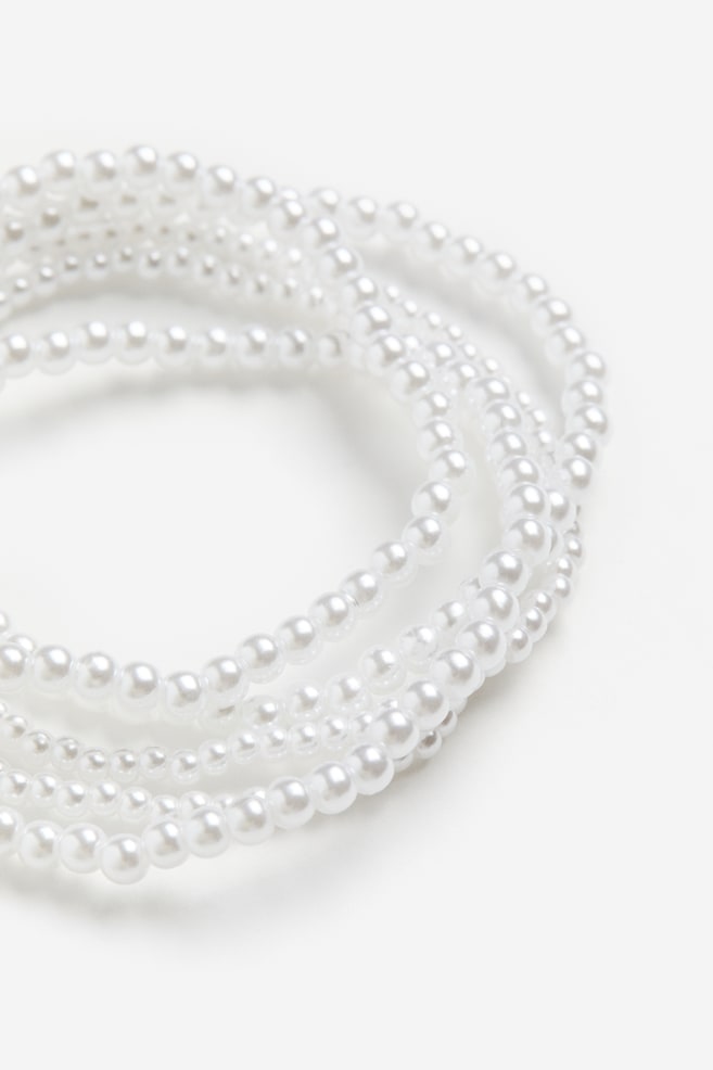 5-pack beaded bracelets - White - 2