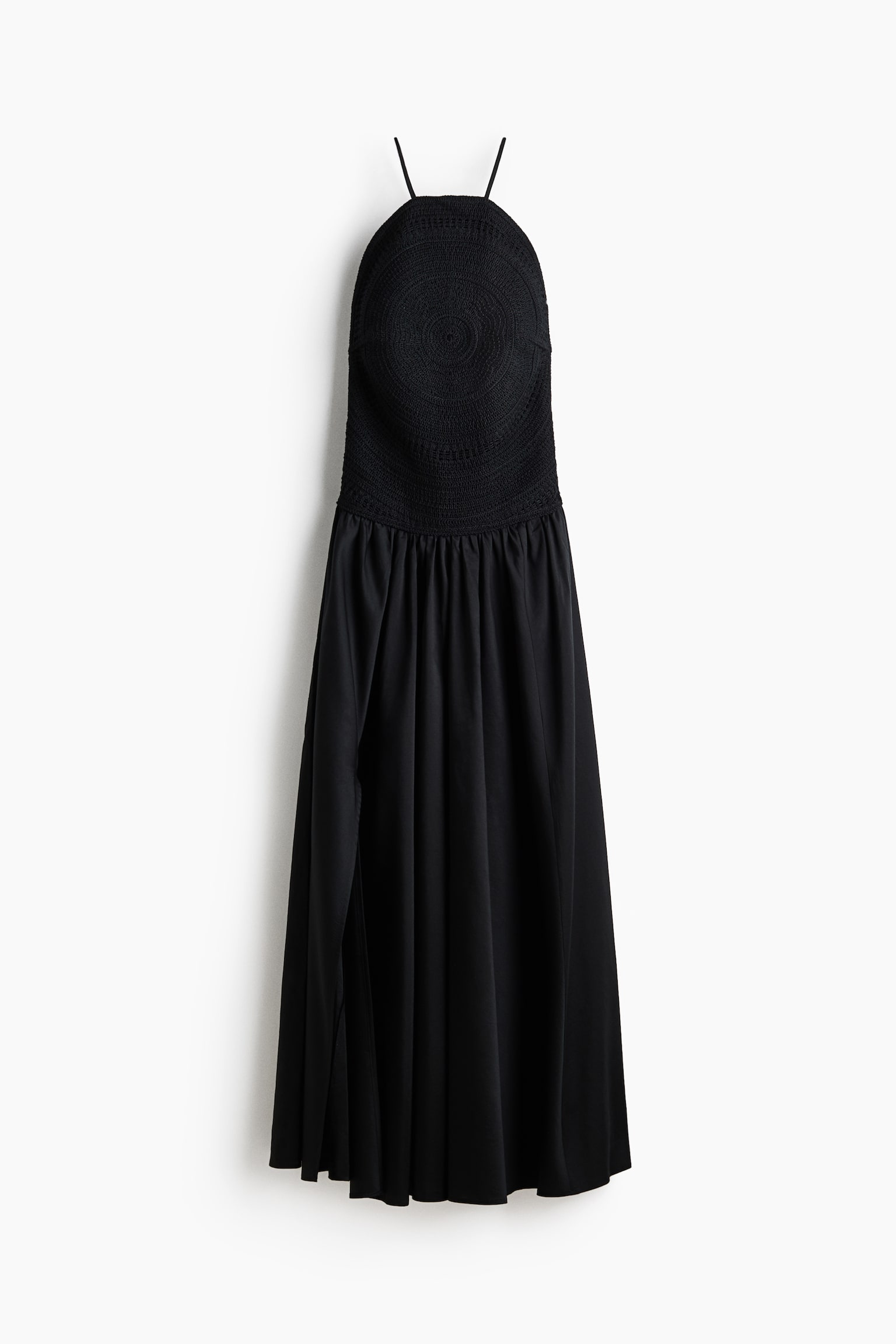 Crochet-look open-back dress - Black - 1