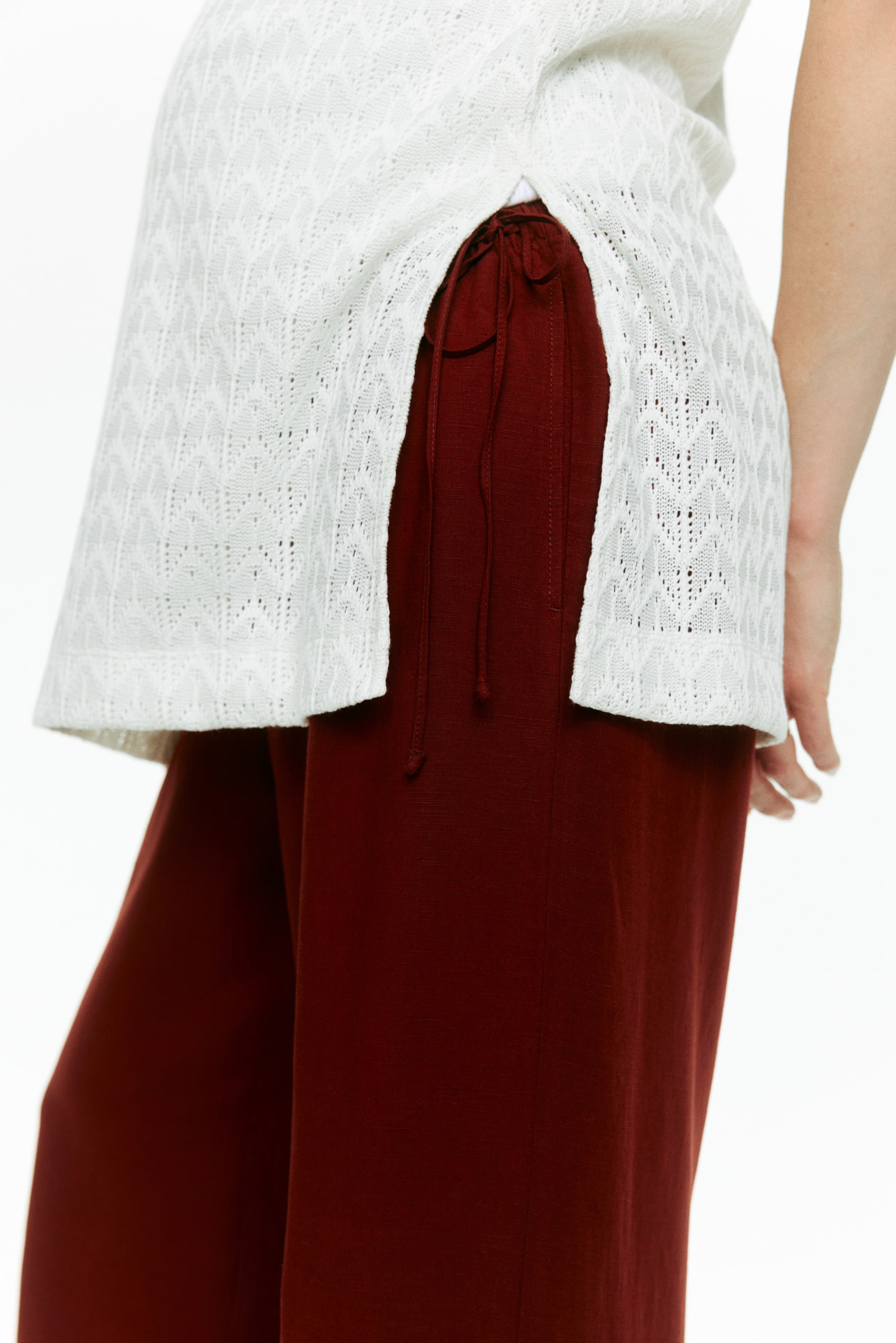 Женские брюки H&M MAMA Linen-Blend Drawstring Pants — фото 6