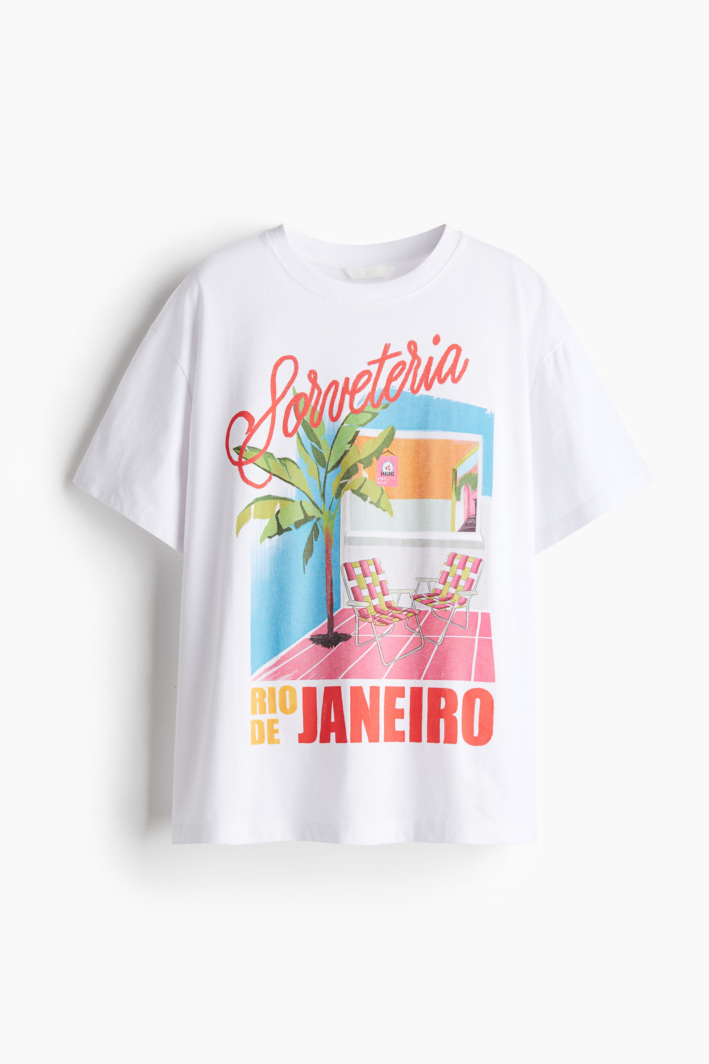 オーバーサイズTシャツ - ホワイト／Sorveteria/ダークブラウン／ブラックパターン/ホワイト／ロンドン/ライトグレーメランジ／サントロペ/ブラウン／Pacific Songs/ブライトブルー／Fleuri/ブラウン／Les Jardins