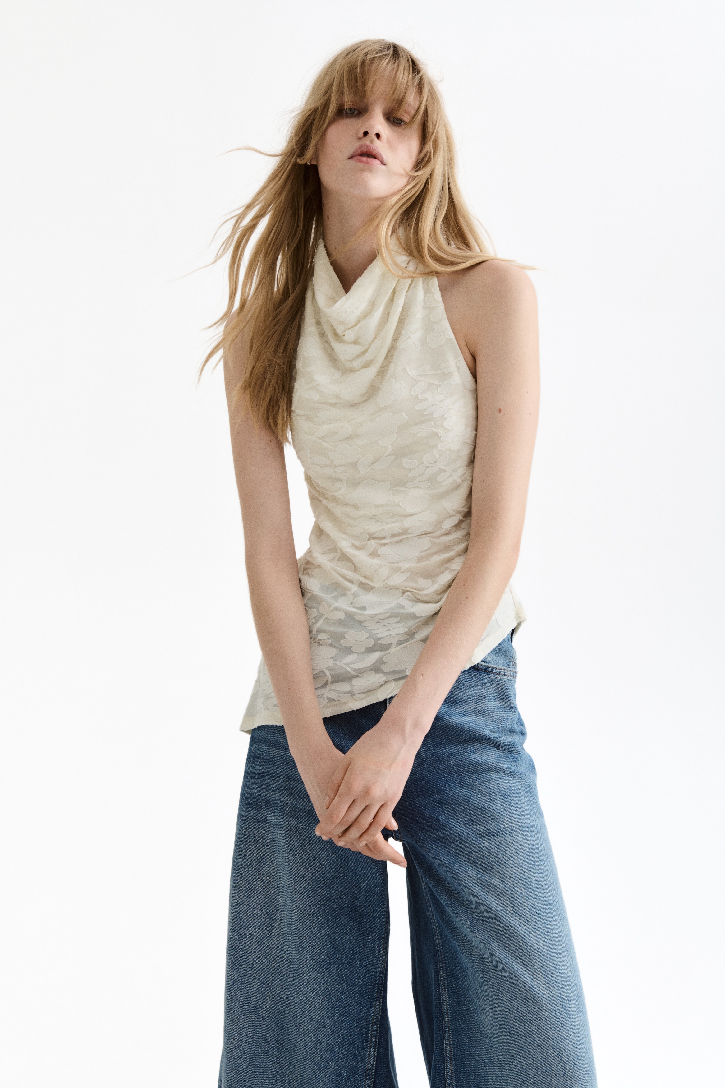Top halterneck - Bianco/Nero