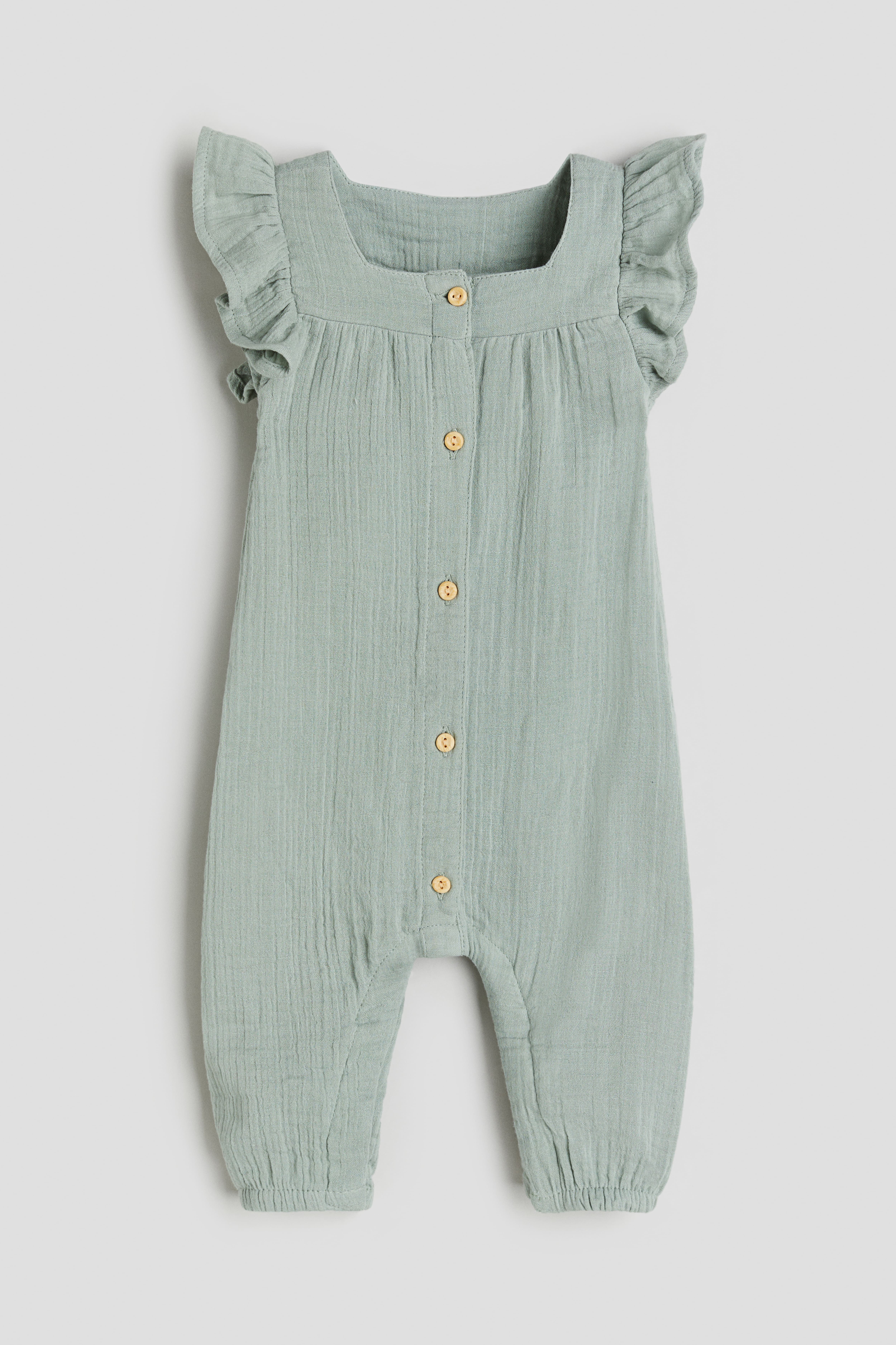 Ruffle trimmed Muslin Romper Suit