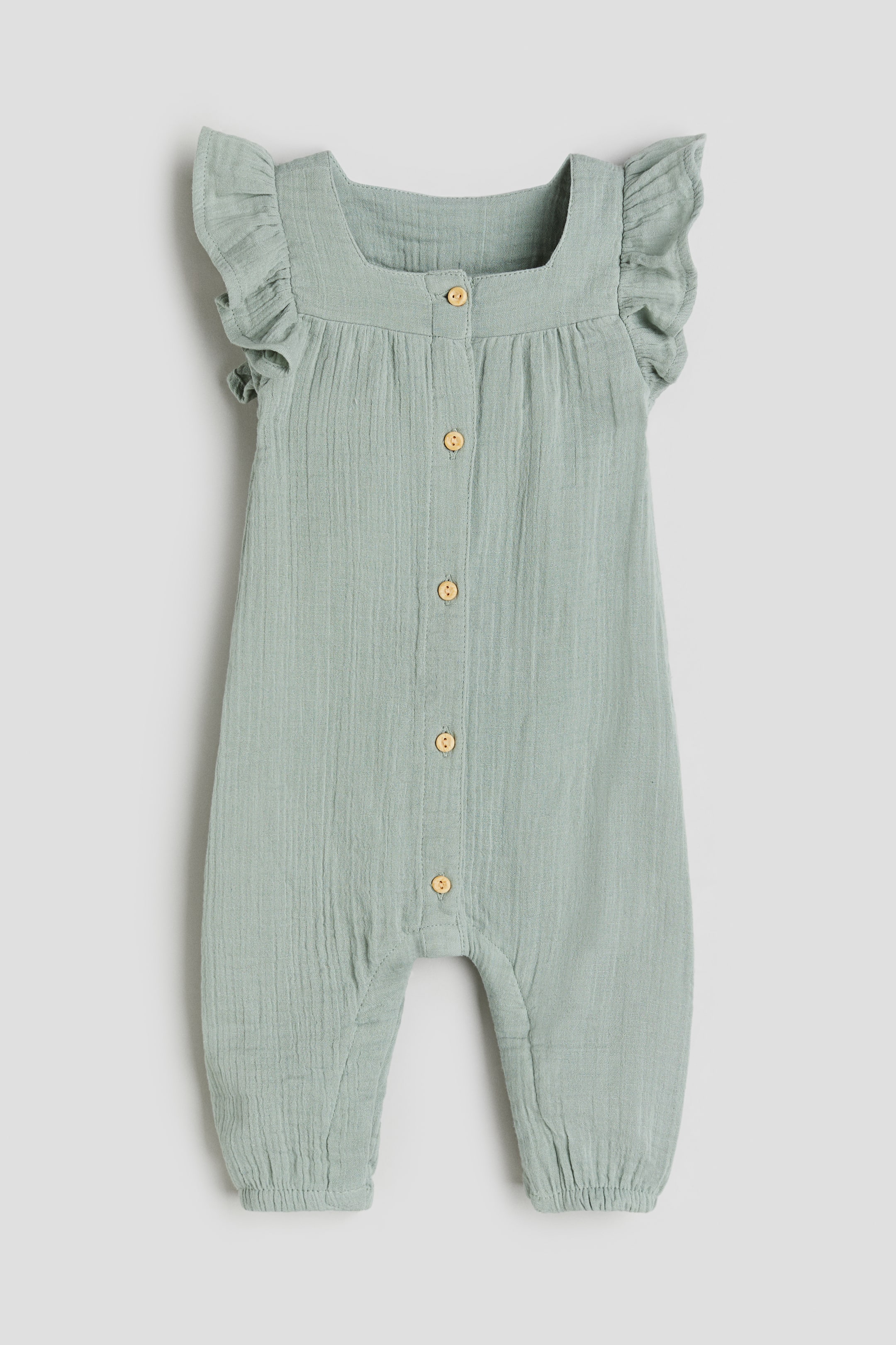 Ruffle-trimmed Muslin Romper Suit