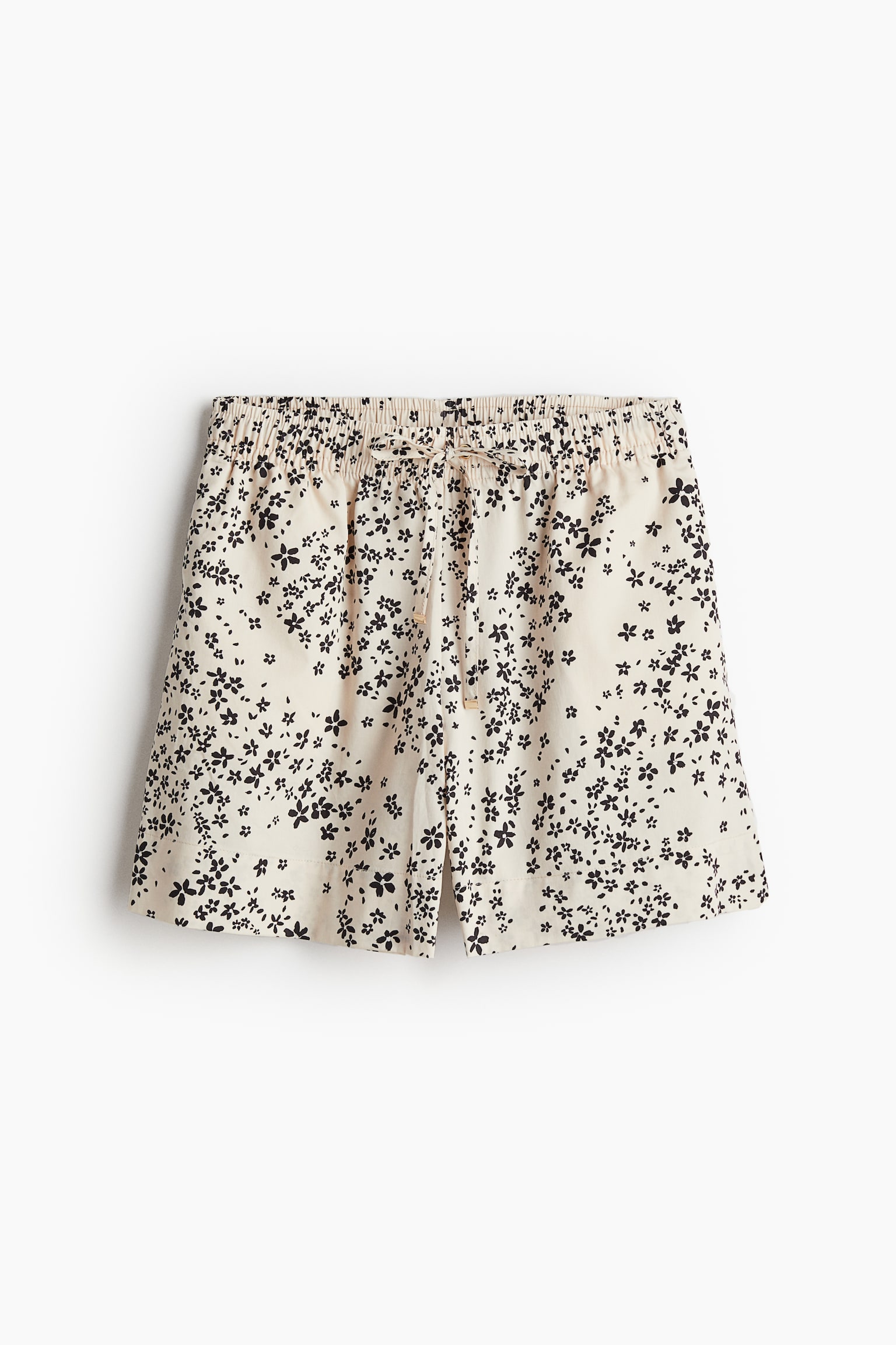 Cotton pull-on shorts - Light beige/Floral/Black/White/Striped - 1