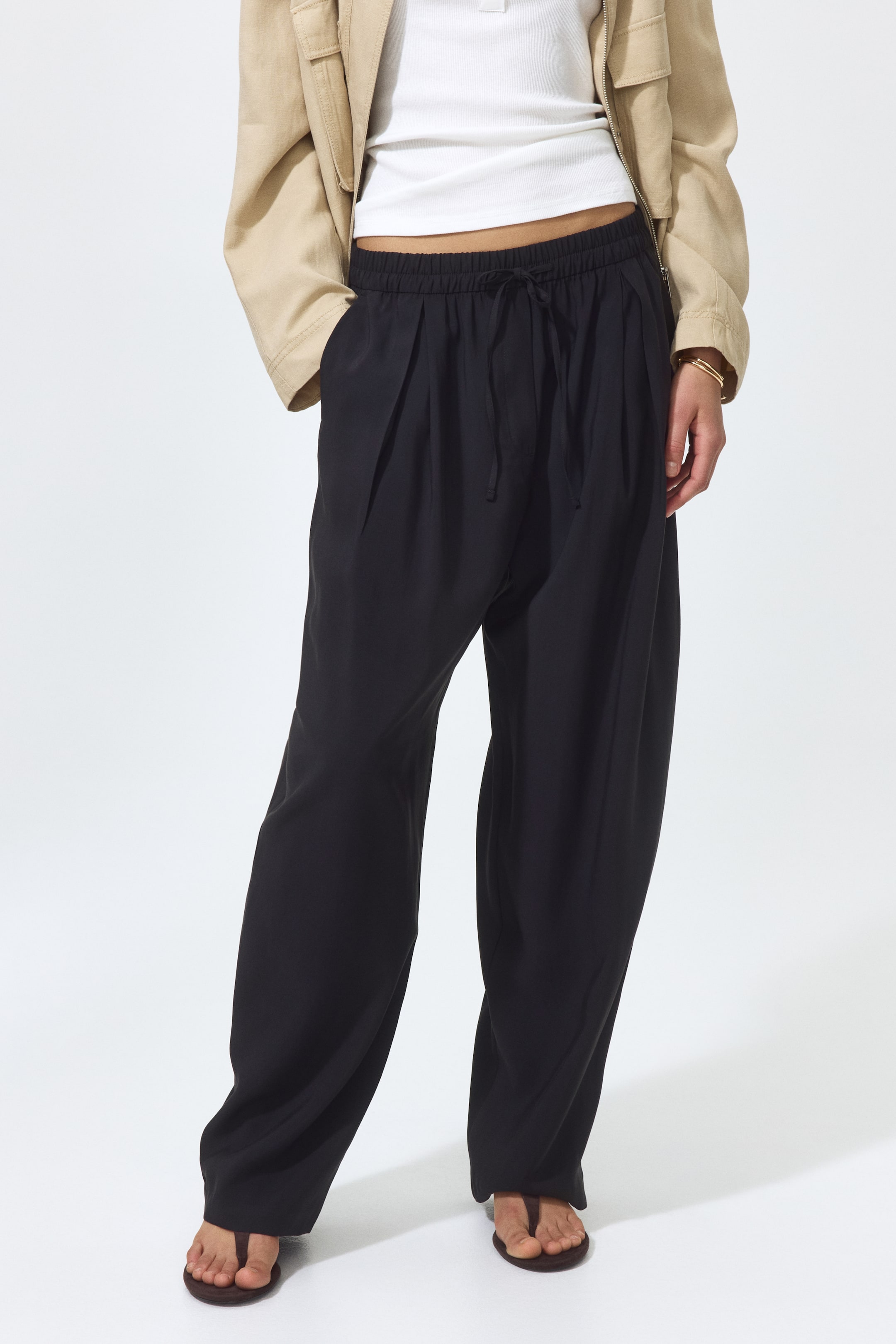 Pantalon à cordon jambes tonneau