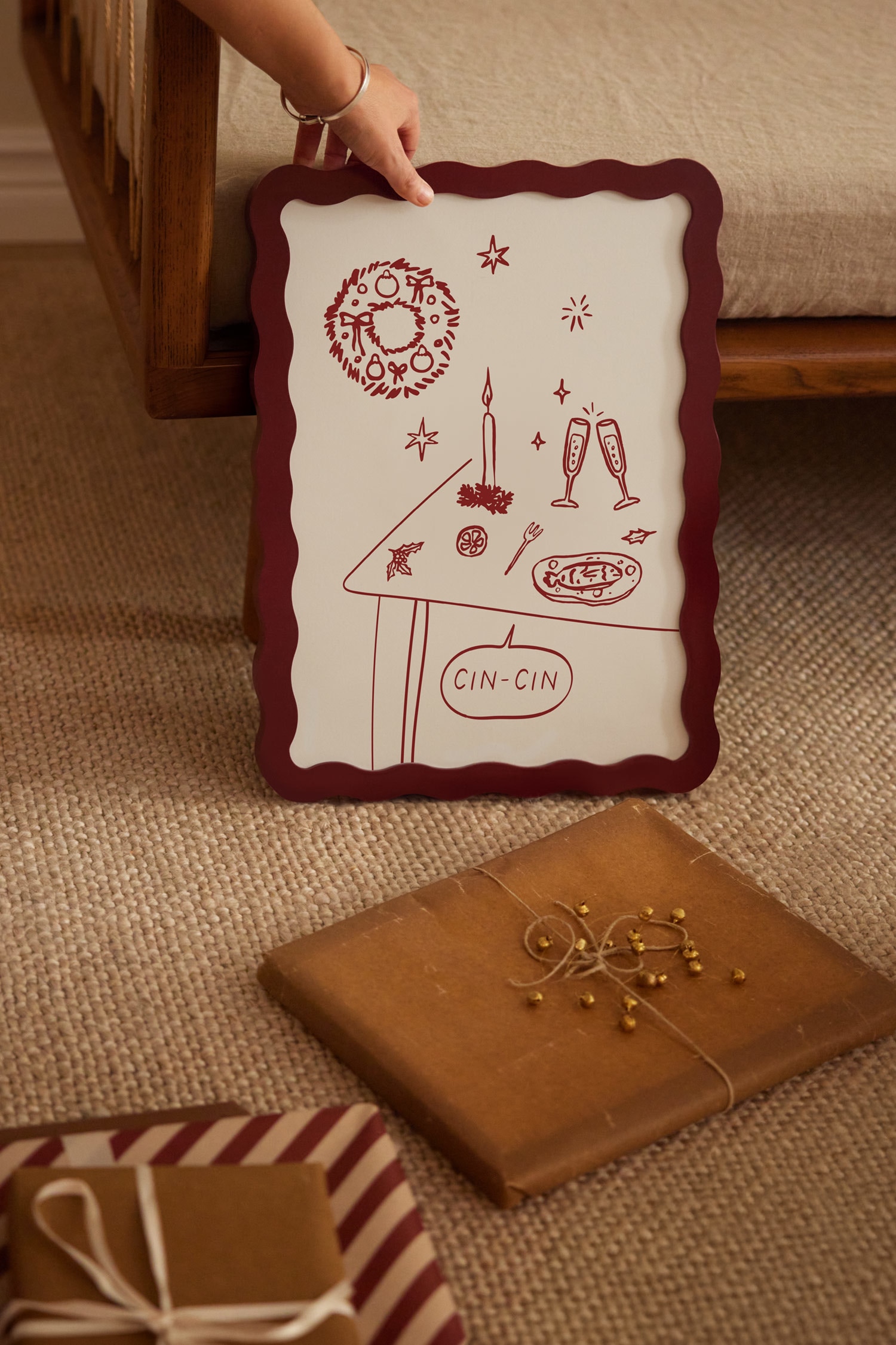 Julposter - Christmas Celebration/Merry Kissmas/Eat Drink Sleep Repeat/Red Fruits On A Table