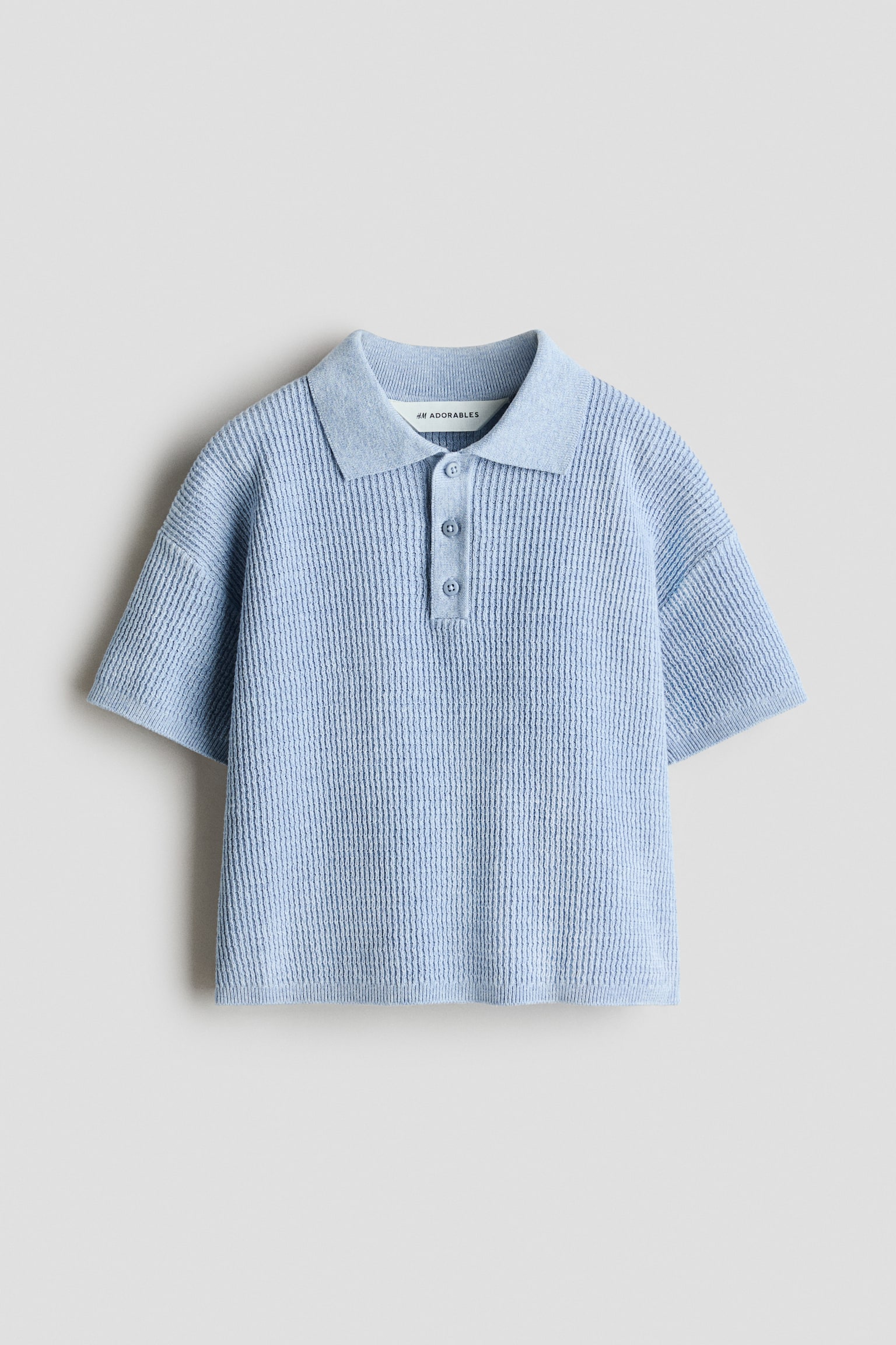 Poloshirt in Rippstrick - Helles Mattblau - 1
