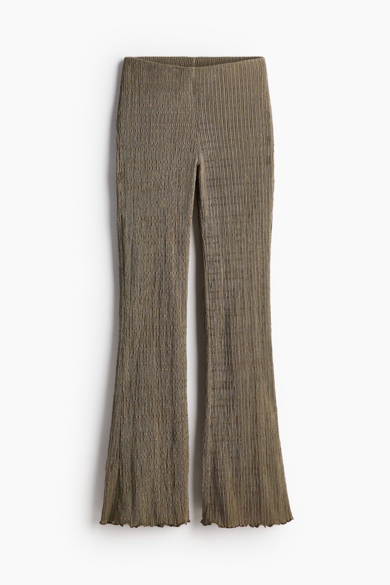 Textured Flared Leggings - Dark khaki green/Light beige/Black - 2