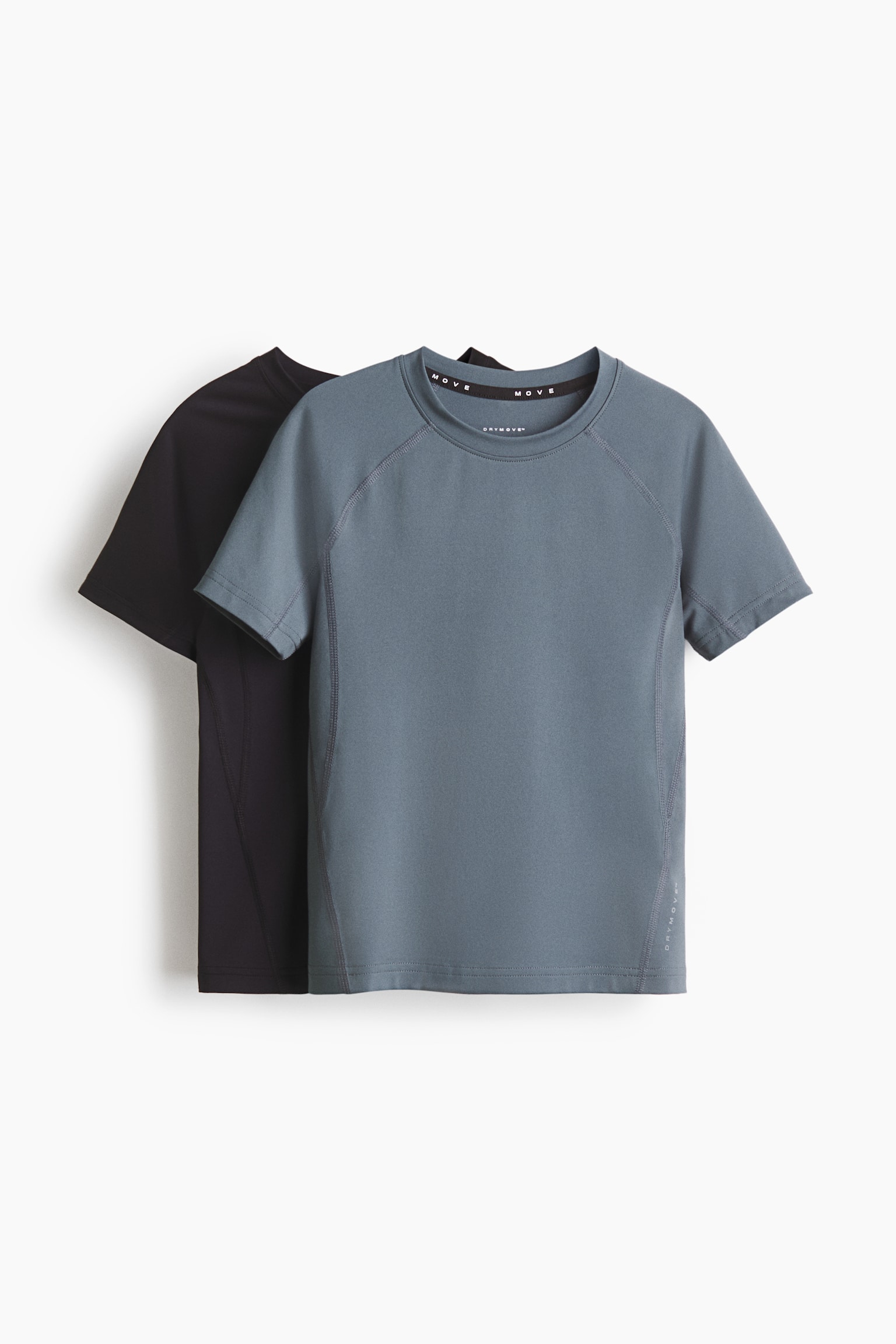 Set van 2 sportshirts met DryMove™ Slim Fit - Donkergrijs/Zwart/wit