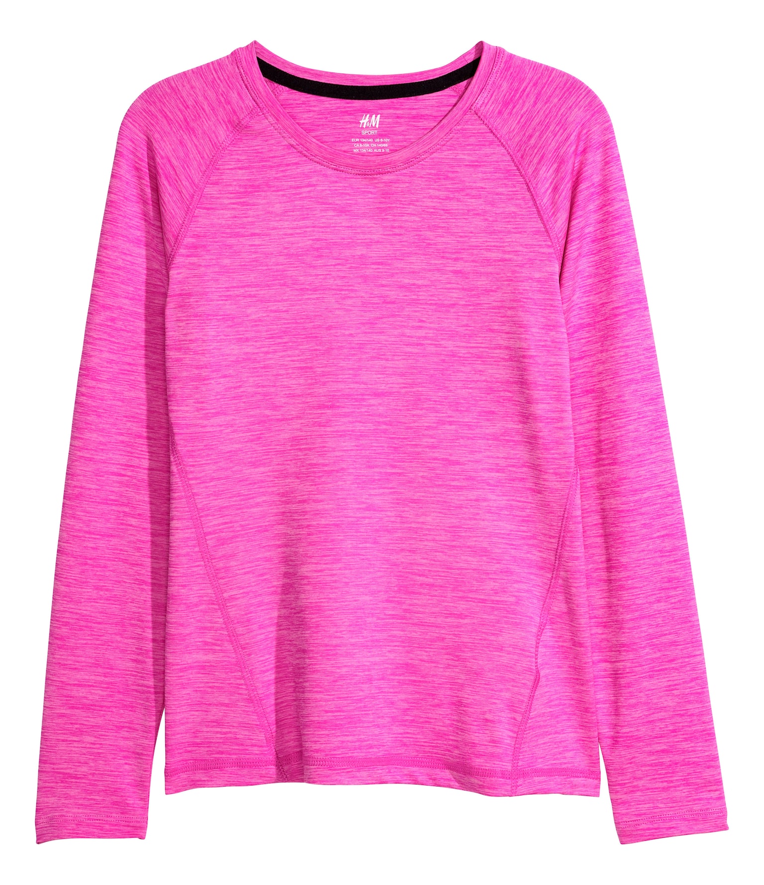 Long-sleeved Sports Top - Neon pink - 1