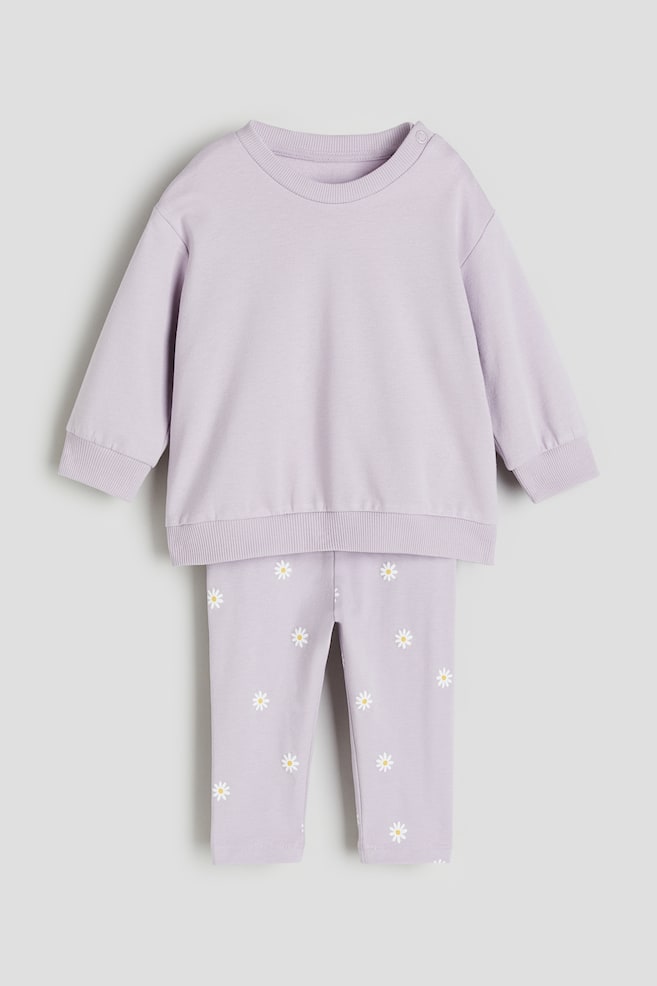 2-piece sweatshirt and leggings set - Lilac/Floral/Light pink/Small flowers/Dusty green/Turtles/Pink/Floral/dc/dc - 1