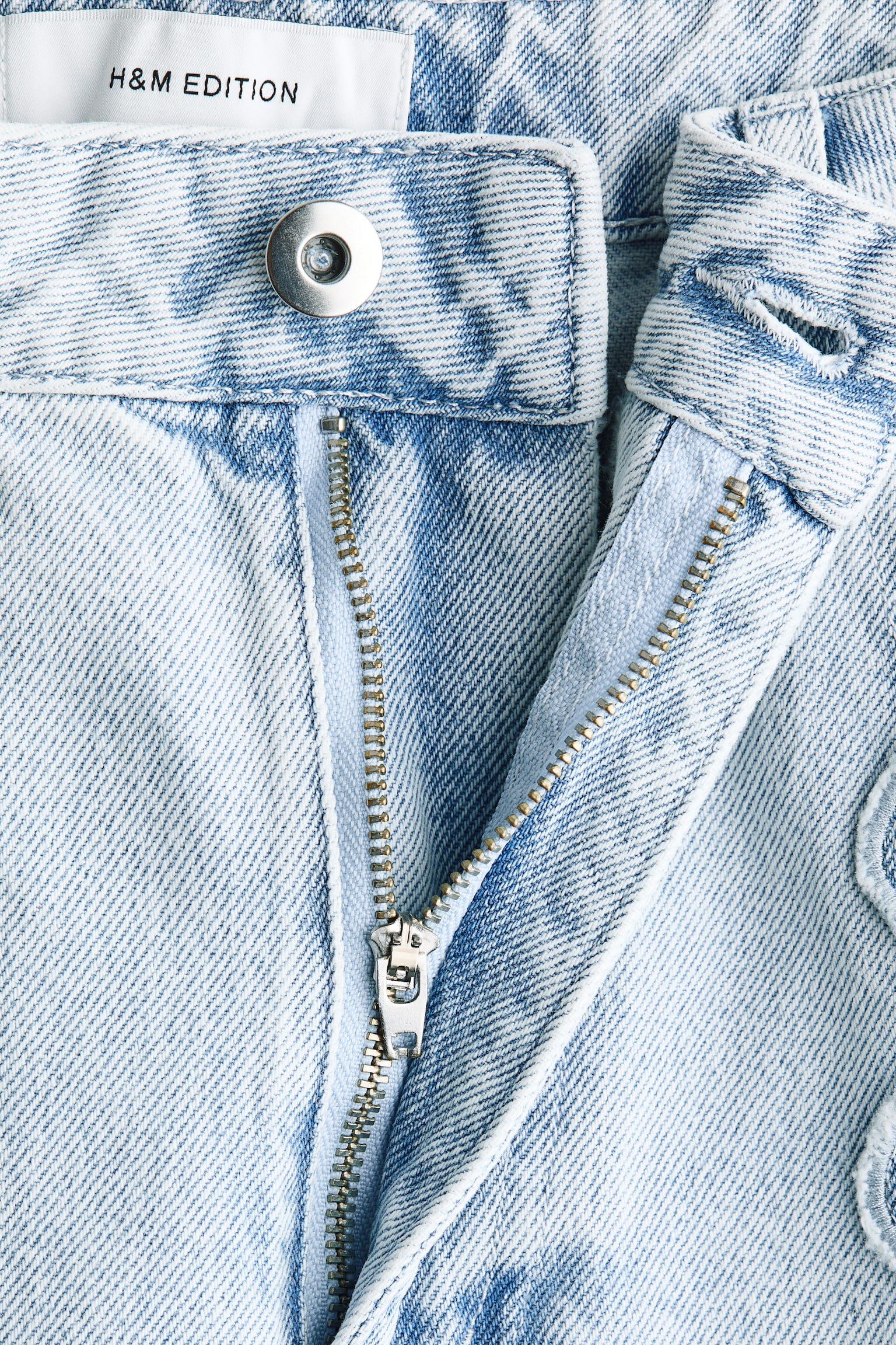 Flared Regular Waist Jeans - Azul denim claro/Crema - 2