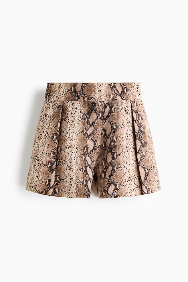Patterned Dressy Shorts - Beige/snakeskin pattern - 1