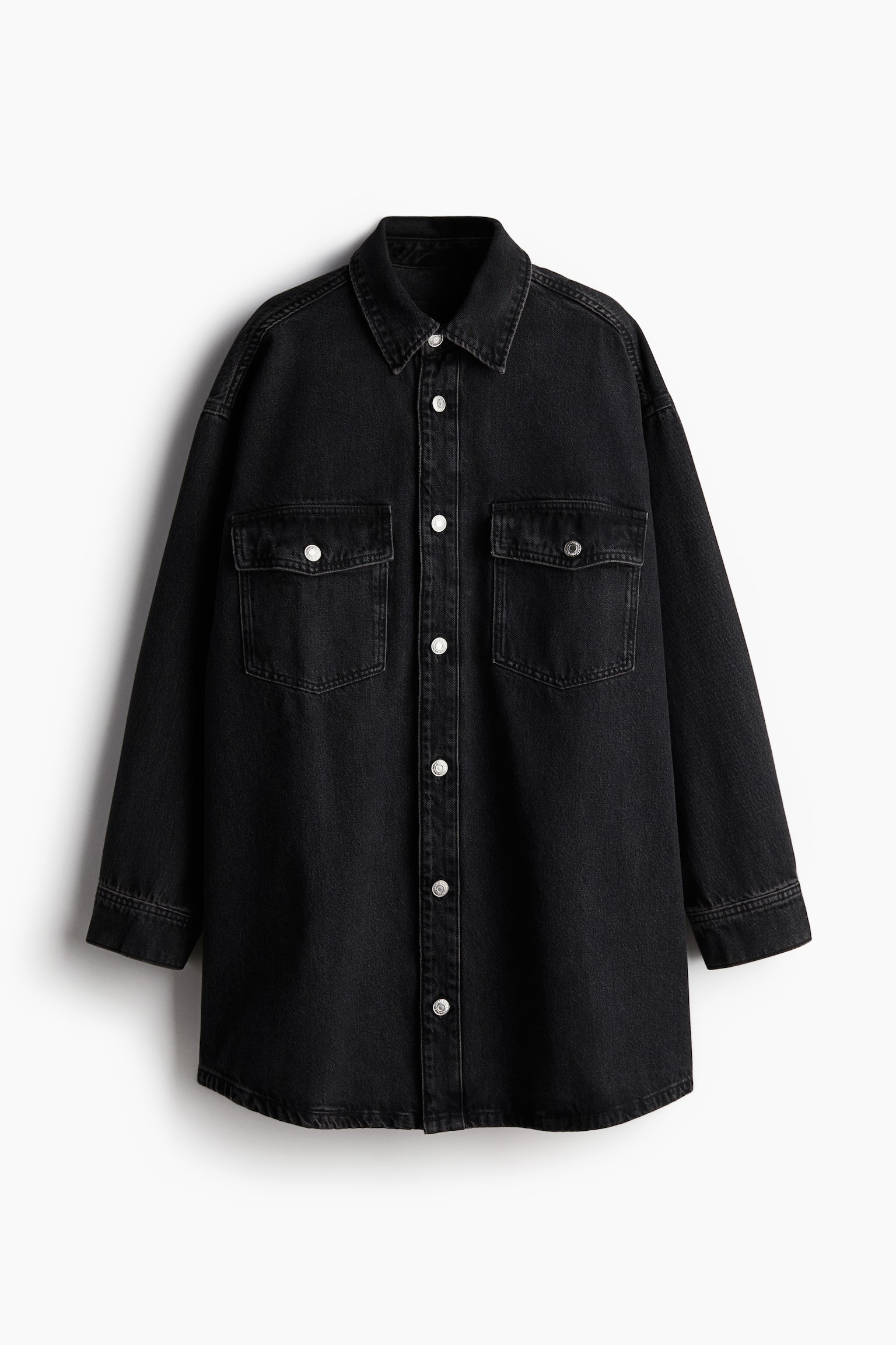 Oversized denim shirt - Black/Dark denim blue/Light denim blue/Denim blue - 2