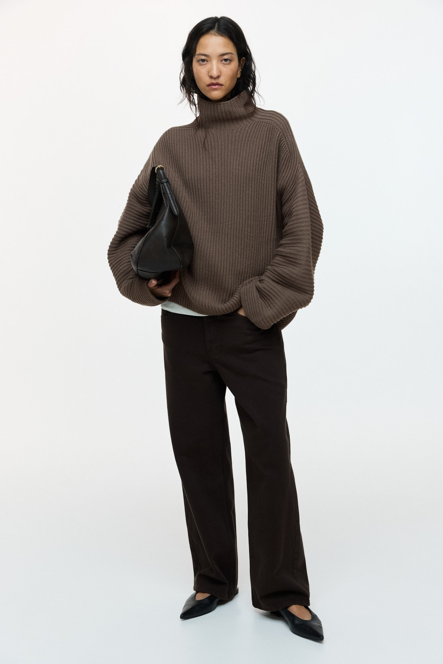 Rib-knit wool-blend jumper - Dark mole/Dark grey - 6