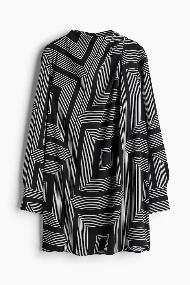 Draped twill dress - Black/Patterned - 1