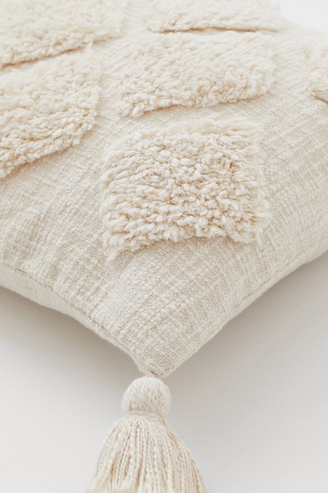 Tasselled cushion cover - Natural white/Anthracite grey/Dark greige - 2