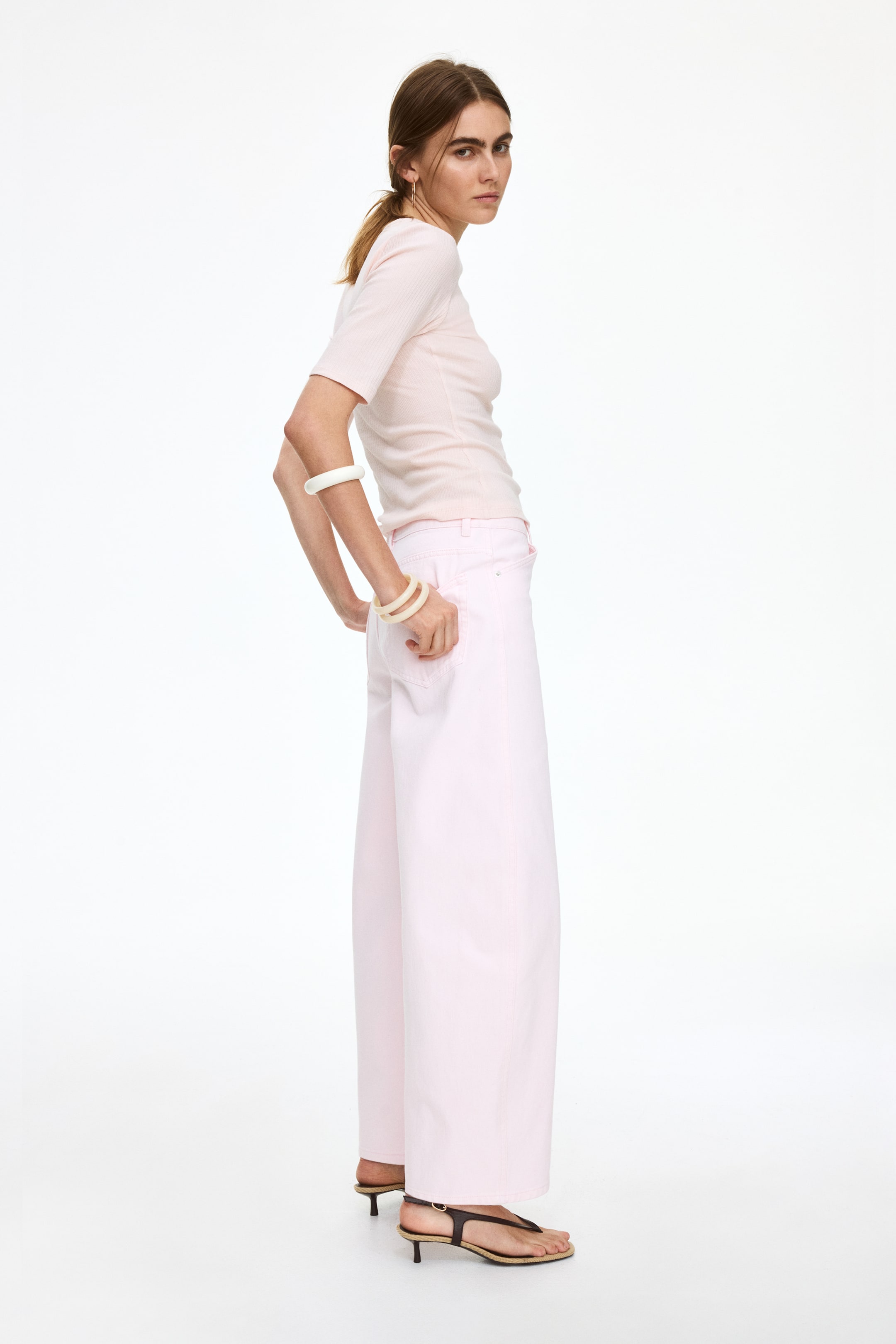 T-shirt en jersey pointelle