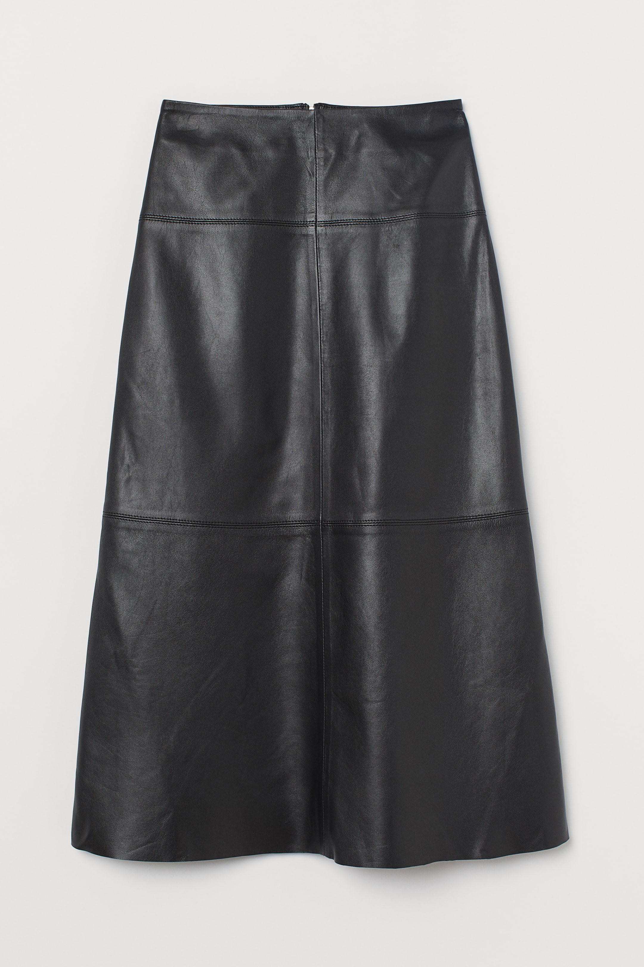 Calf-length leather skirt - High waist - Midi - Black - Ladies | H&M GB