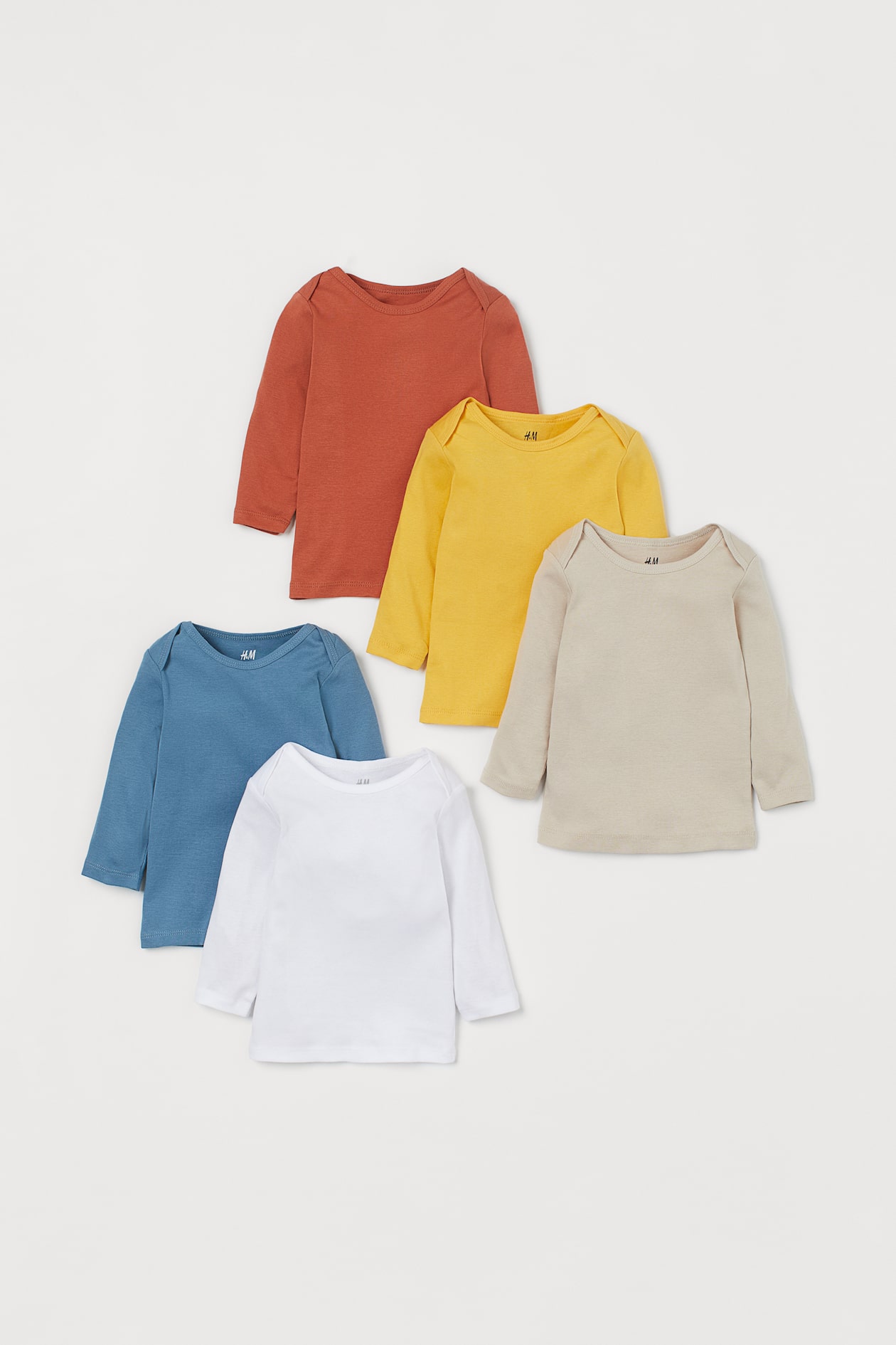 5-pack Jersey Shirts - Envelope Neck - Long sleeve - Yellow - Kids | H&M US